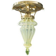 Art Deco Ceiling Lamp with Opaline Glass Shade, circa 1918