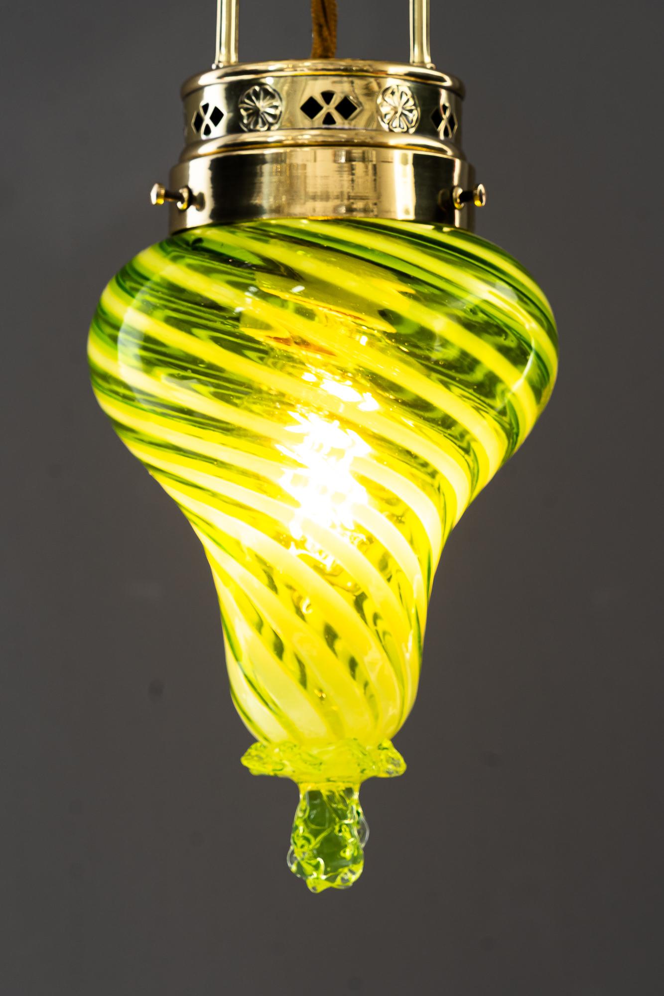 Art Deco Ceiling lamp with original antique opaline glass vienna around 1920s 5