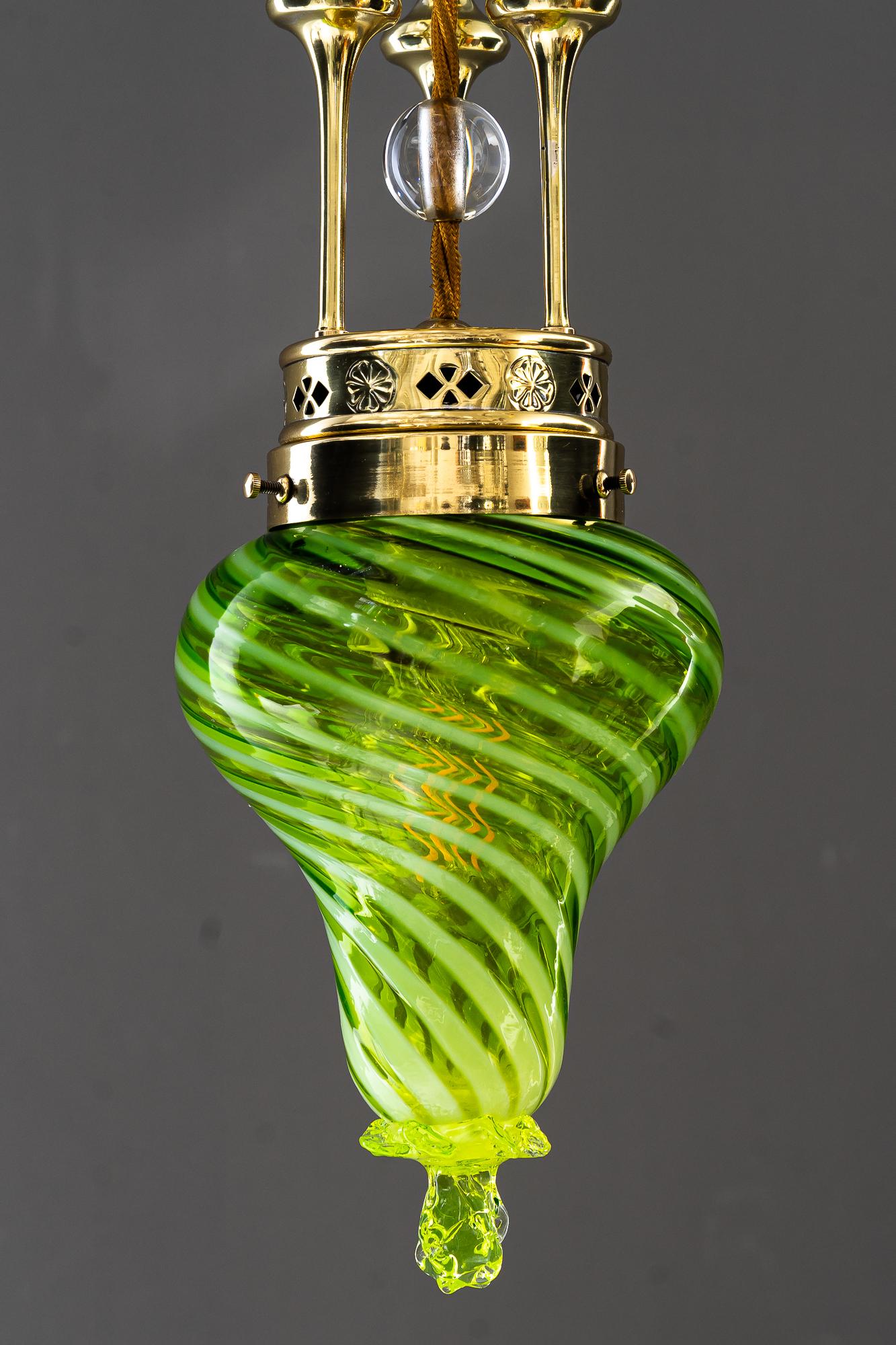 Austrian Art Deco Ceiling lamp with original antique opaline glass vienna around 1920s