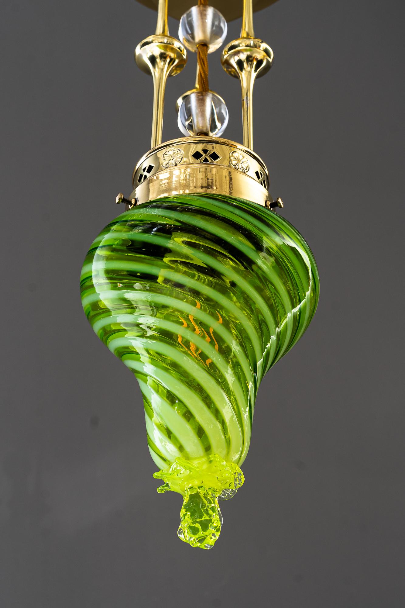 Art Deco Ceiling lamp with original antique opaline glass vienna around 1920s In Good Condition In Wien, AT