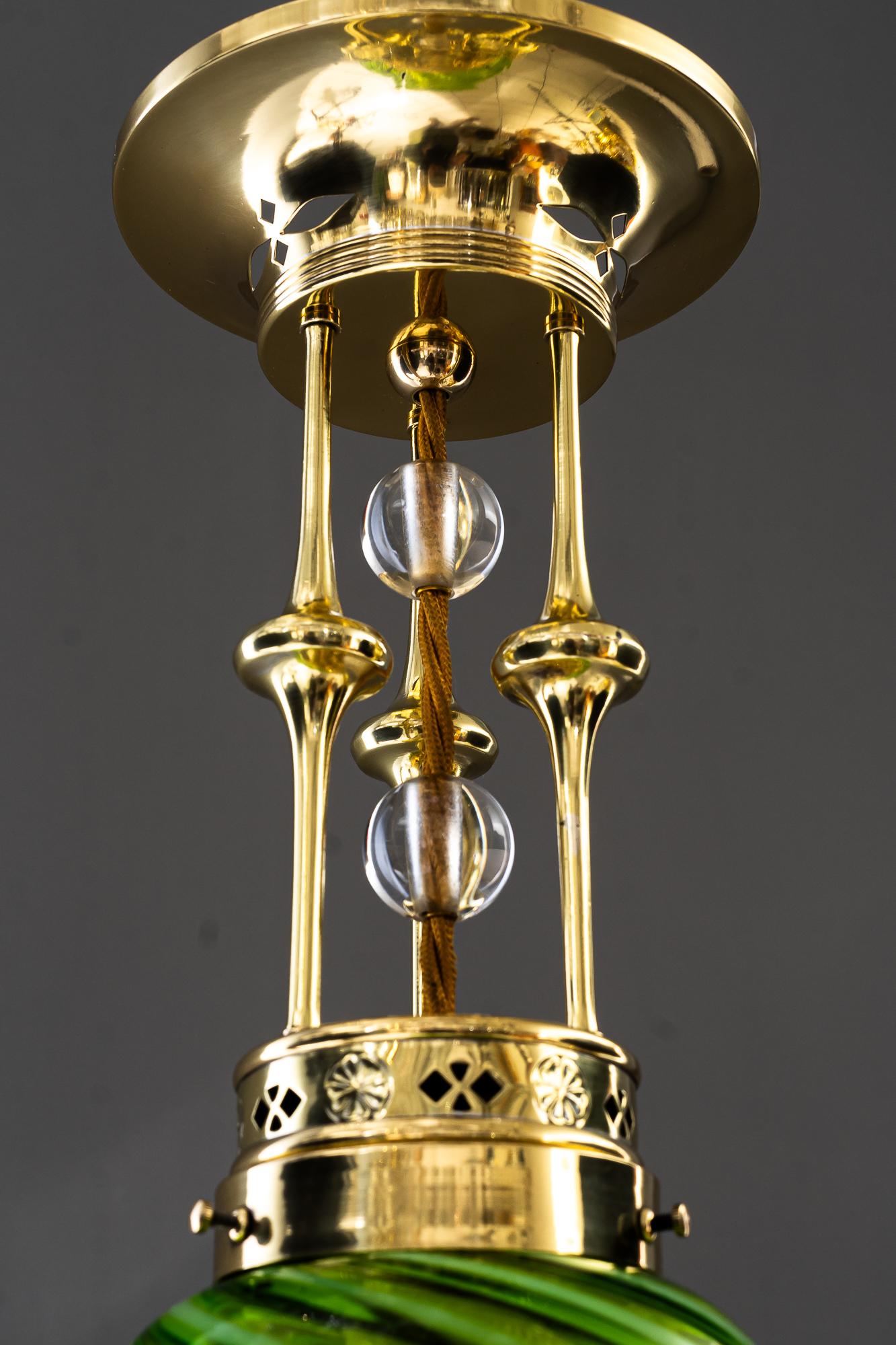 Early 20th Century Art Deco Ceiling lamp with original antique opaline glass vienna around 1920s