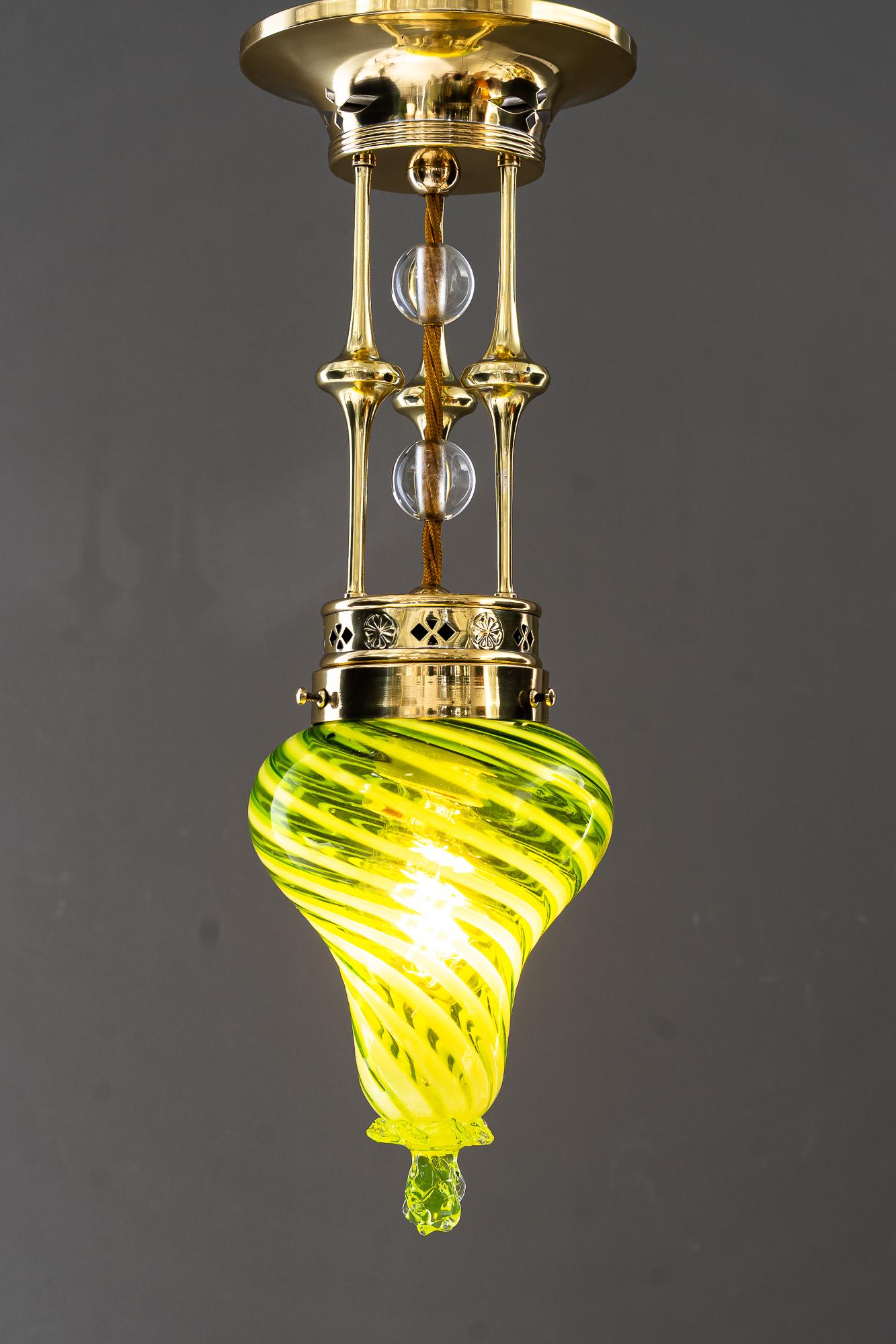 Art Deco Ceiling lamp with original antique opaline glass vienna around 1920s 2