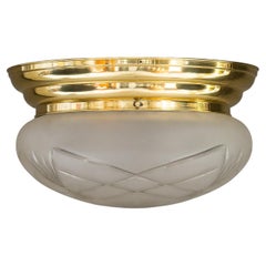 Art Deco Ceiling Lamp with Original Cut Glass Shade, Around 1920s