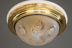 Art Deco ceiling lamp with original cut glass shade vienna around 1920s