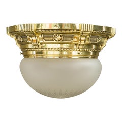 Art Deco Ceiling Lamp with Original Cut Glass Shade Vienna Around 1920s Antique Art Deco Ceiling Lamp with Original Cut Glass Shade Vienna Around 1920s