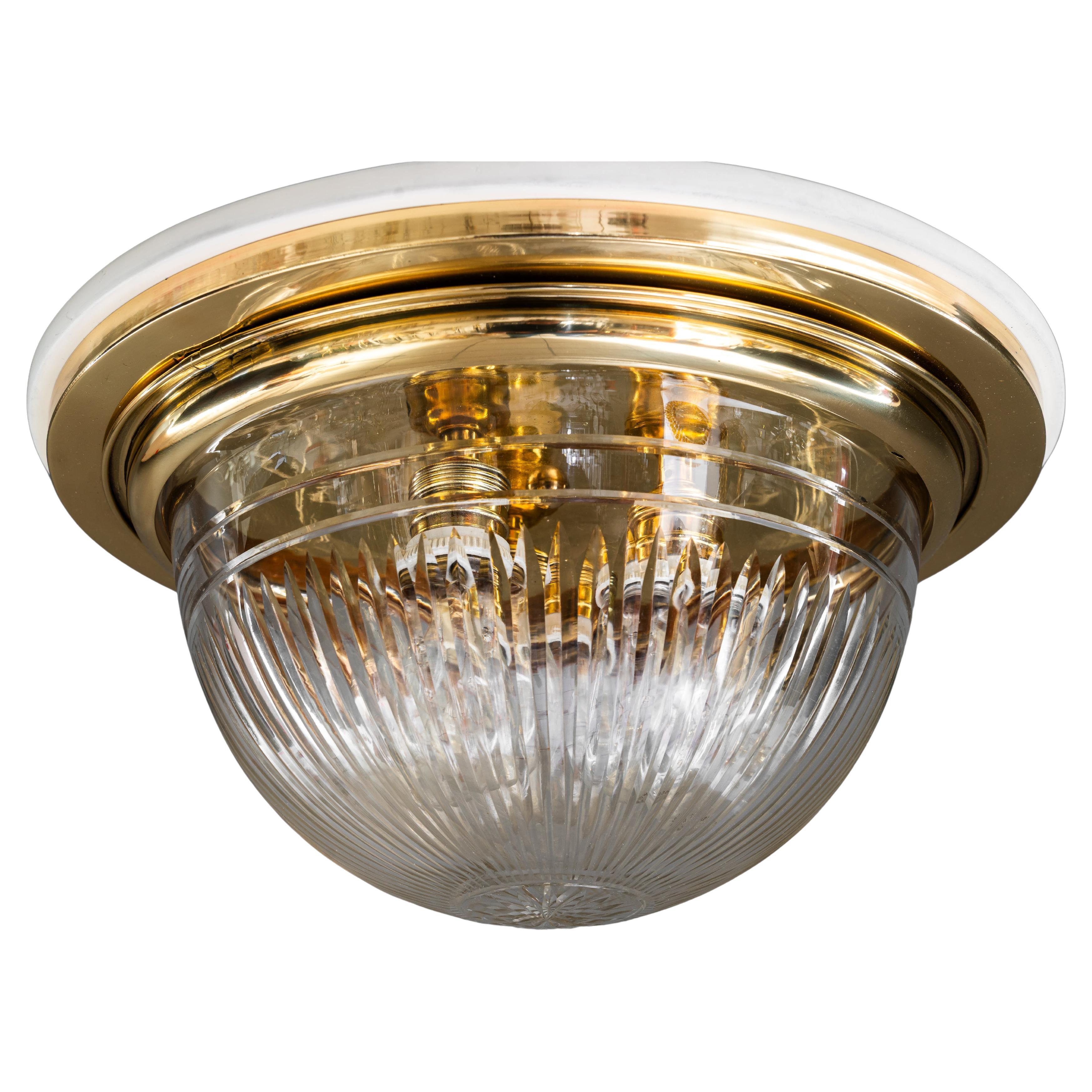 Art Deco Ceiling Lamp with original cut glass shade vienna around 1920s