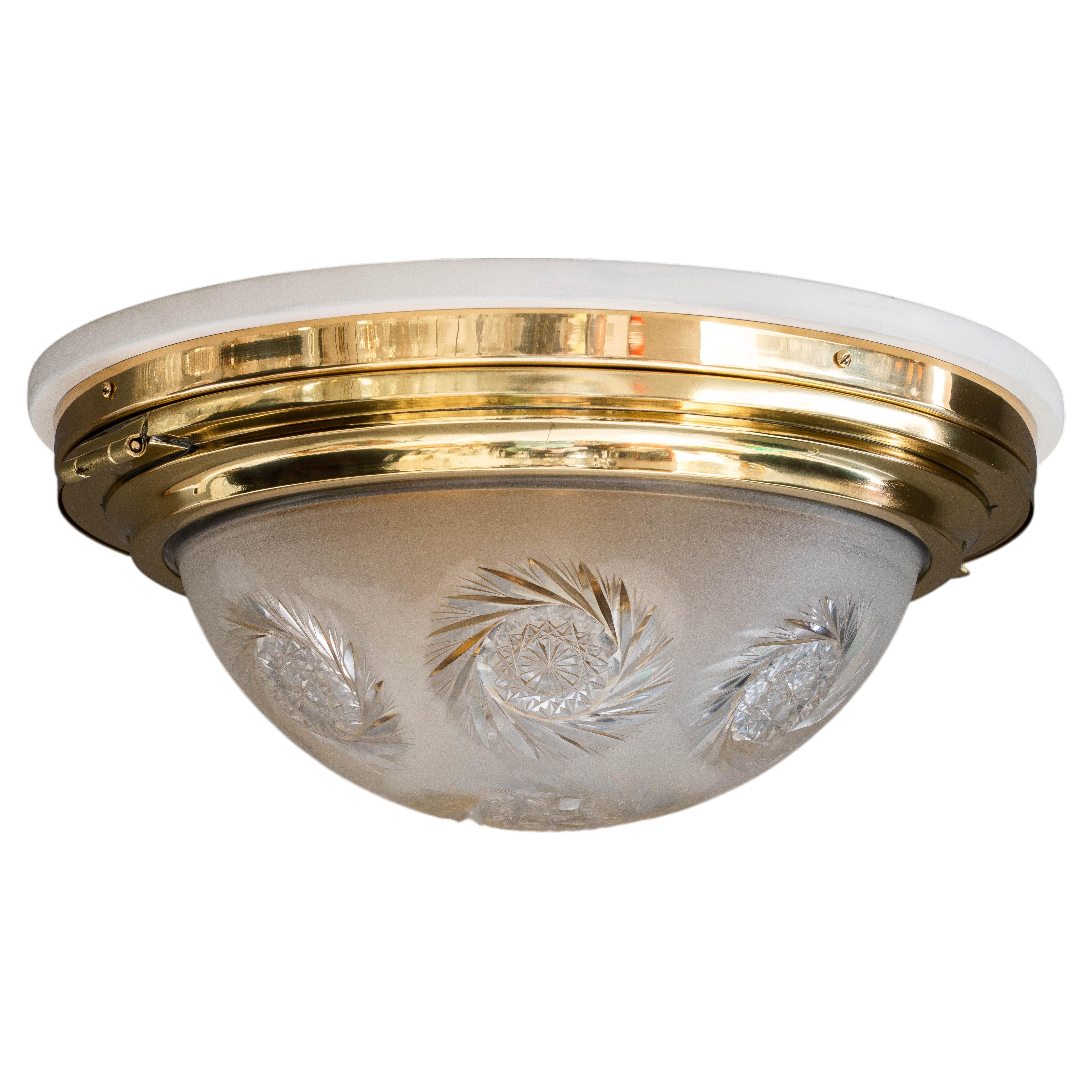 Art Deco ceiling lamp with original cut glass shade vienna around 1920s