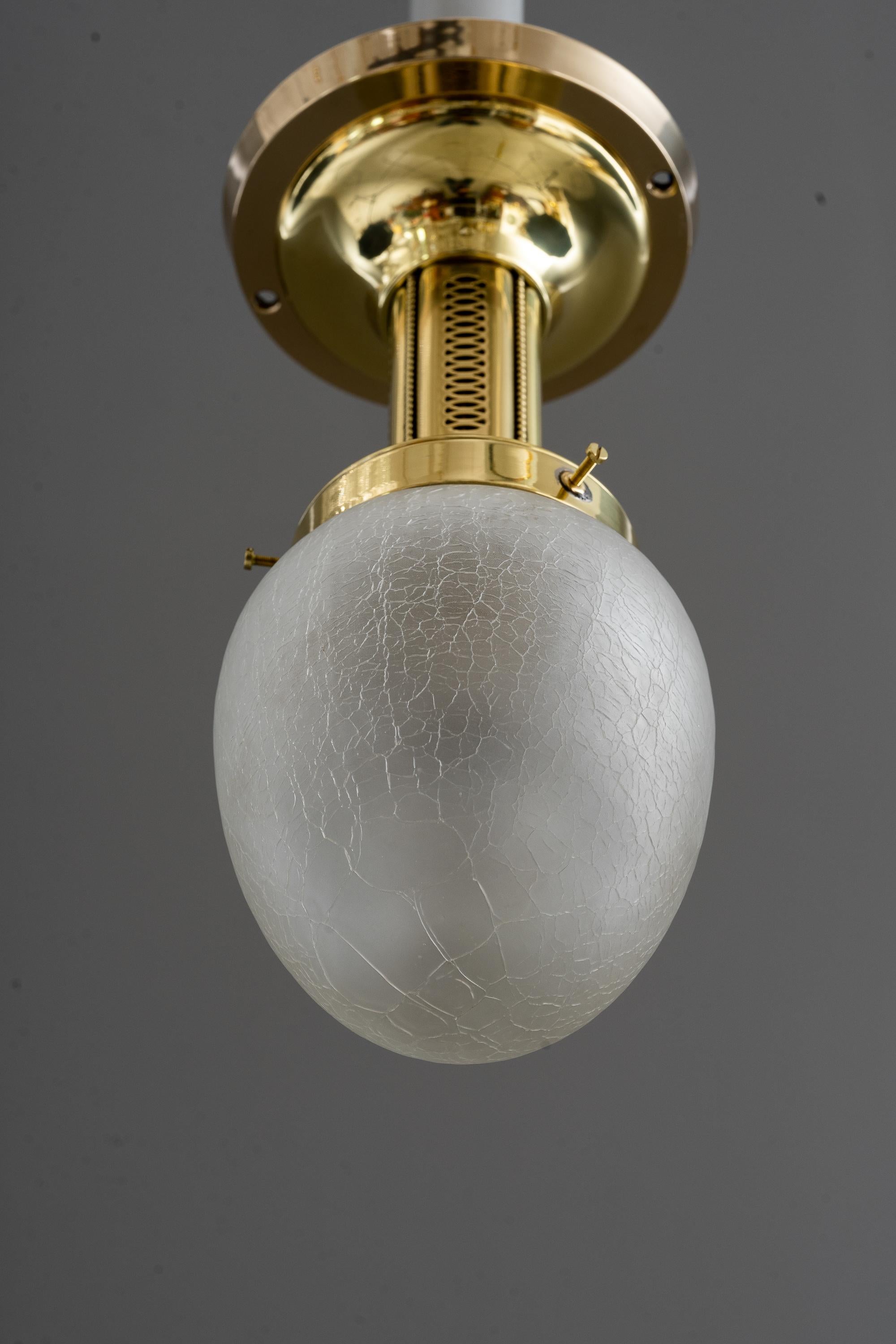Austrian Art Deco Ceiling Lamp with Original Glass Shade Around 1920s For Sale