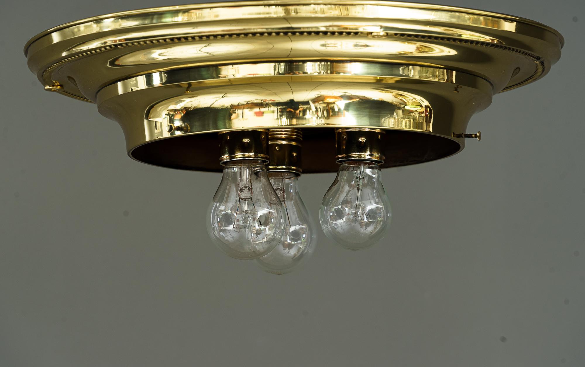 Art Deco Ceiling Lamp with Original Glass Shade Vienna Around 1920s For Sale 3
