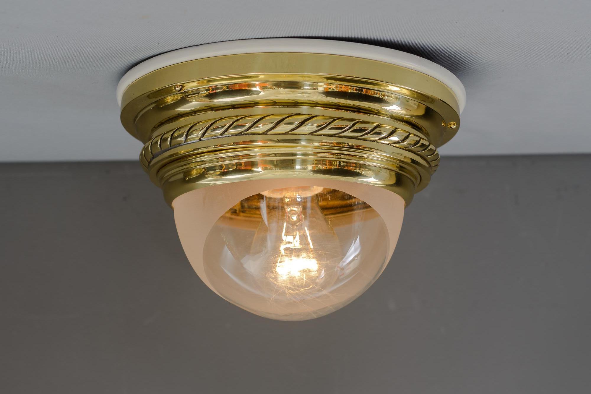 Art Deco Ceiling Lamp with Original Glass Shade, Vienna, circa 1920s 7