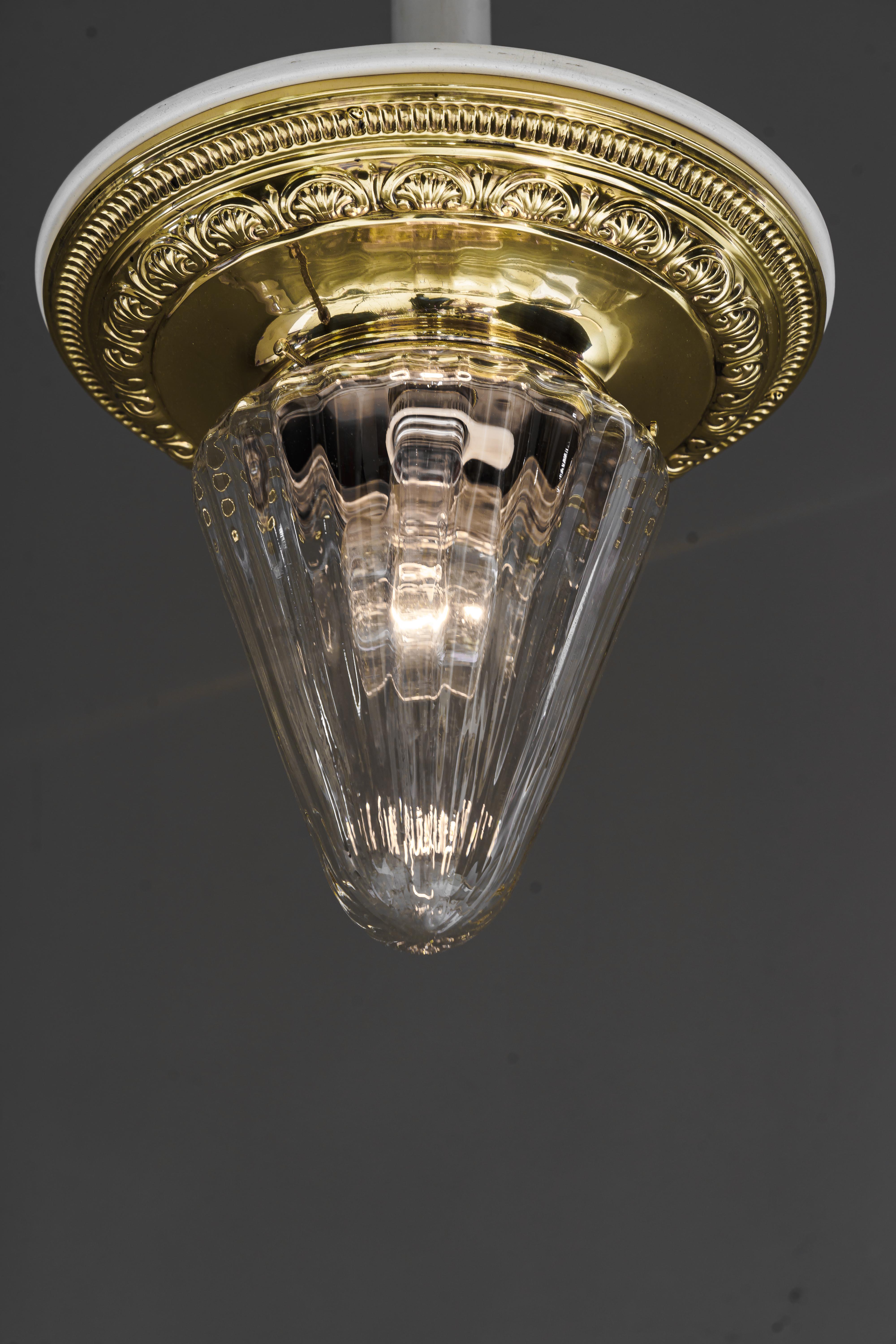 Austrian Art Deco Ceiling Lamp with Original Glass Shade Vienna Around 1920s