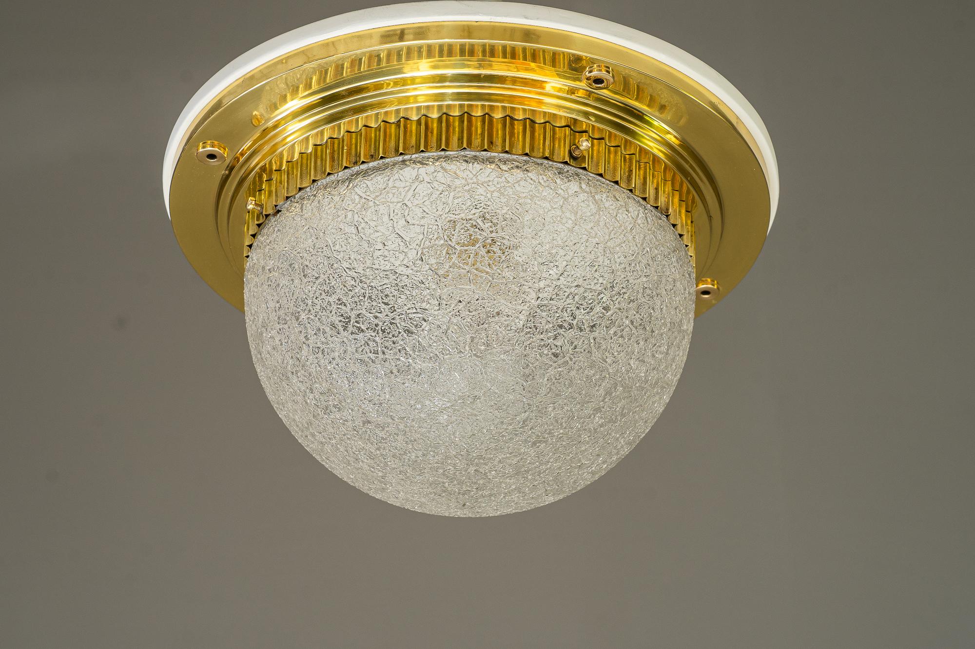 Austrian Art Deco ceiling lamp with original glass shade vienna around 1920s For Sale