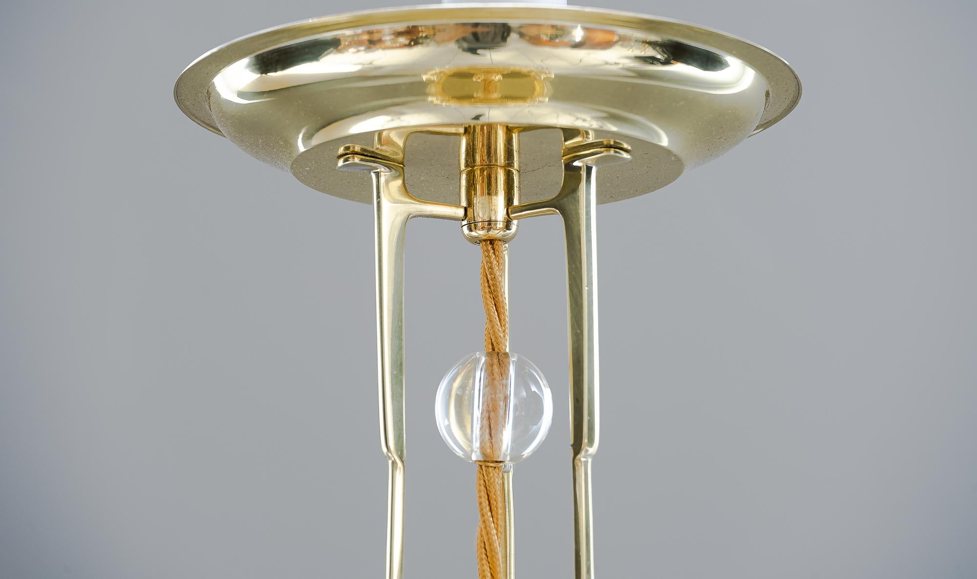 Lacquered Art Deco Ceiling Lamp with Original Glass Shade, Vienna, circa 1920s