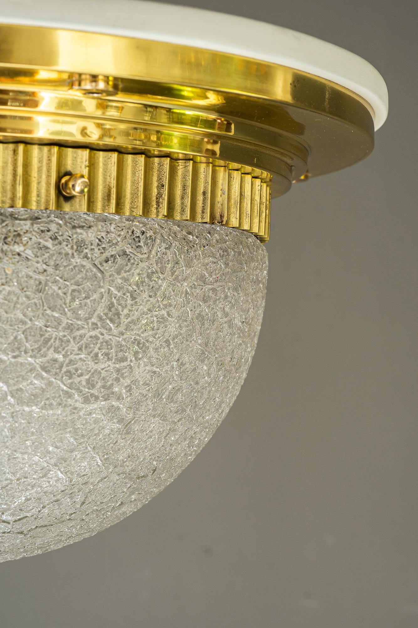 Lacquered Art Deco ceiling lamp with original glass shade vienna around 1920s For Sale