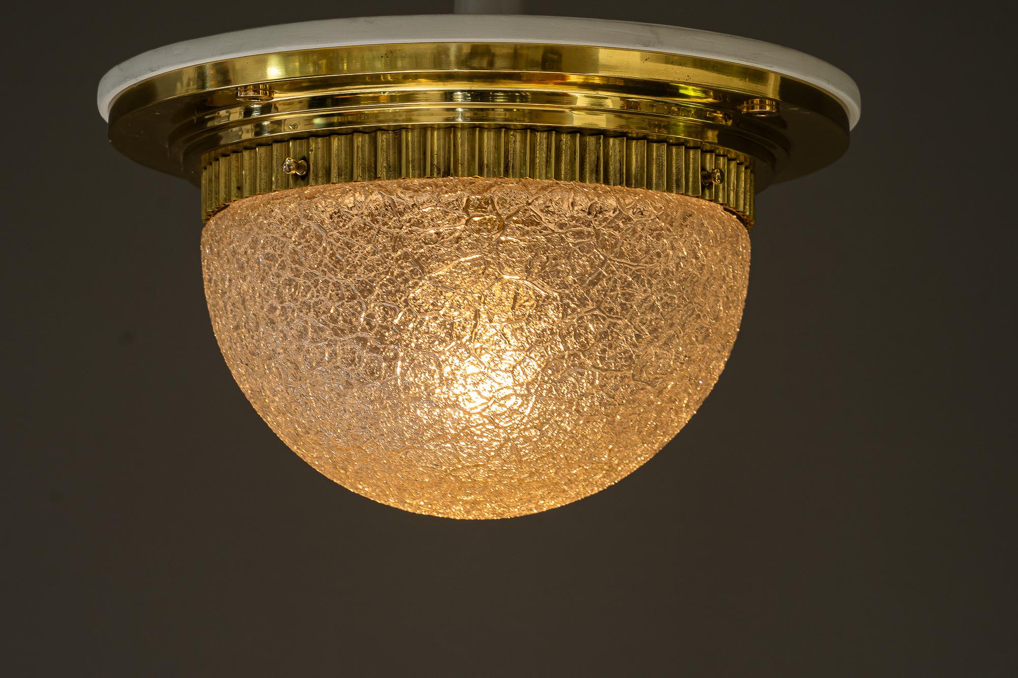 Art Deco ceiling lamp with original glass shade vienna around 1920s In Good Condition For Sale In Wien, AT