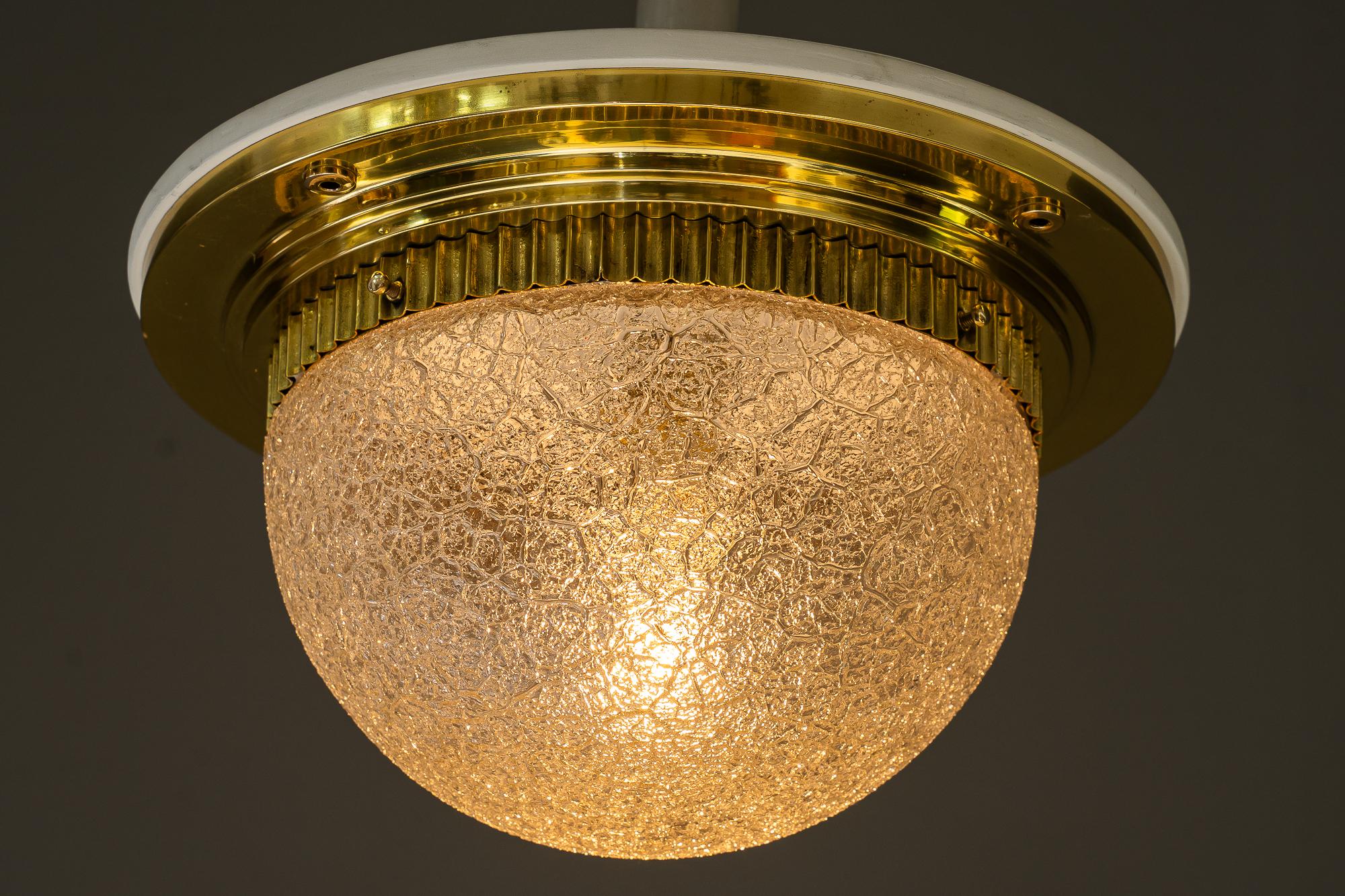 Early 20th Century Art Deco ceiling lamp with original glass shade vienna around 1920s For Sale
