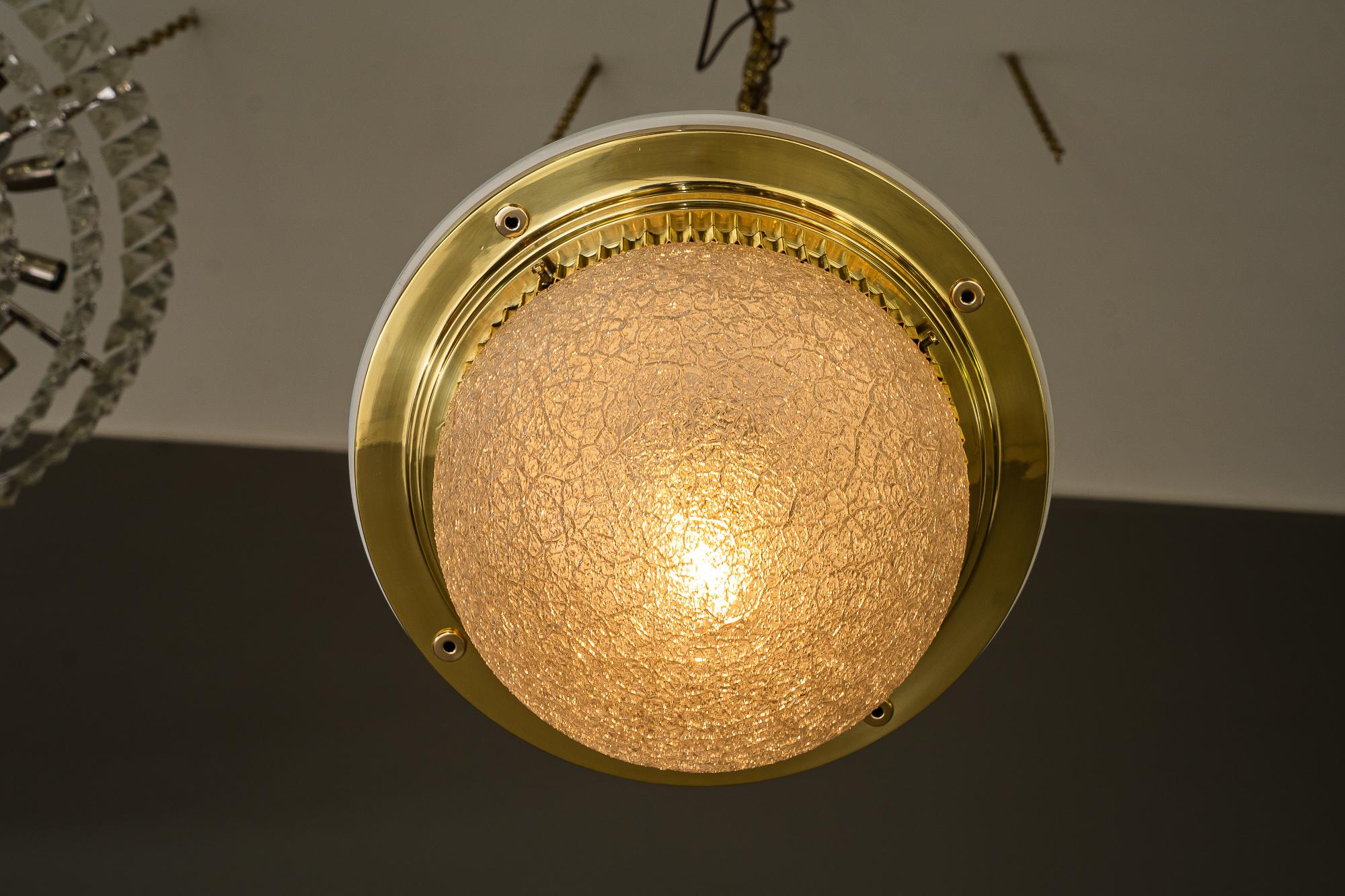 Art Deco ceiling lamp with original glass shade vienna around 1920s For Sale 2
