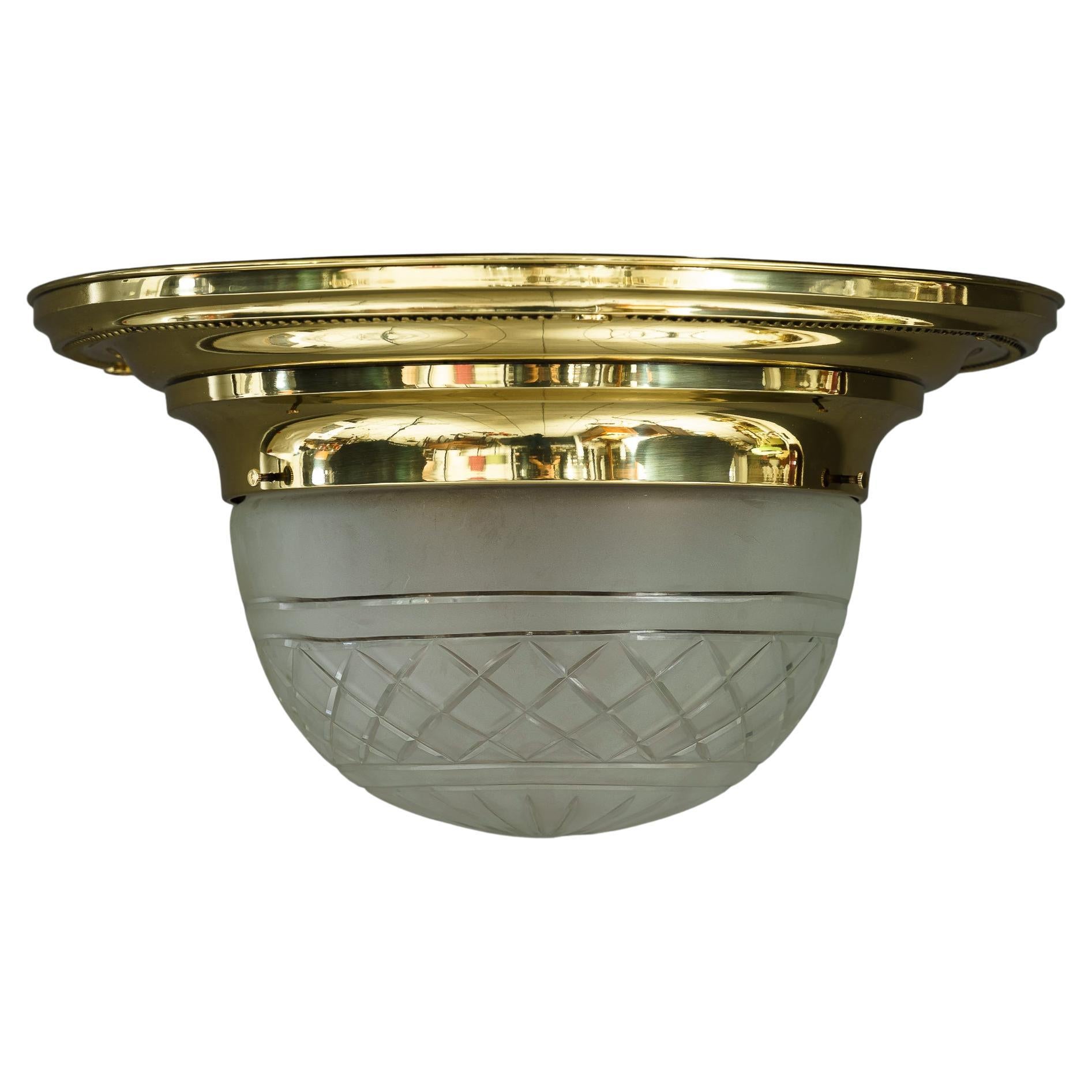 Art Deco Ceiling Lamp with Original Glass Shade For Sale at 1stDibs