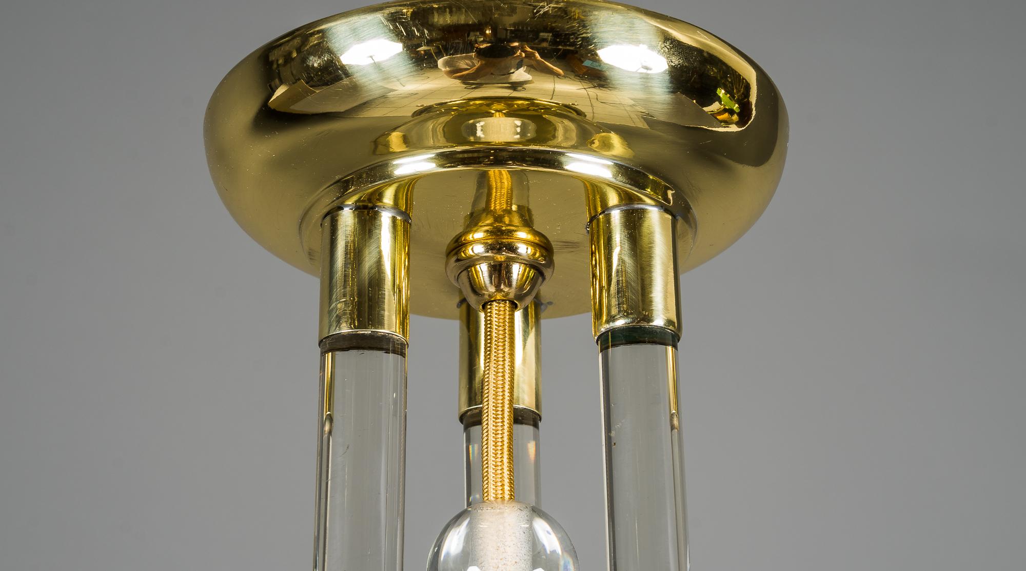 Austrian Art Deco Ceiling Lamp with Original Old Cut Glass Shade, Vienna, Around 1920s
