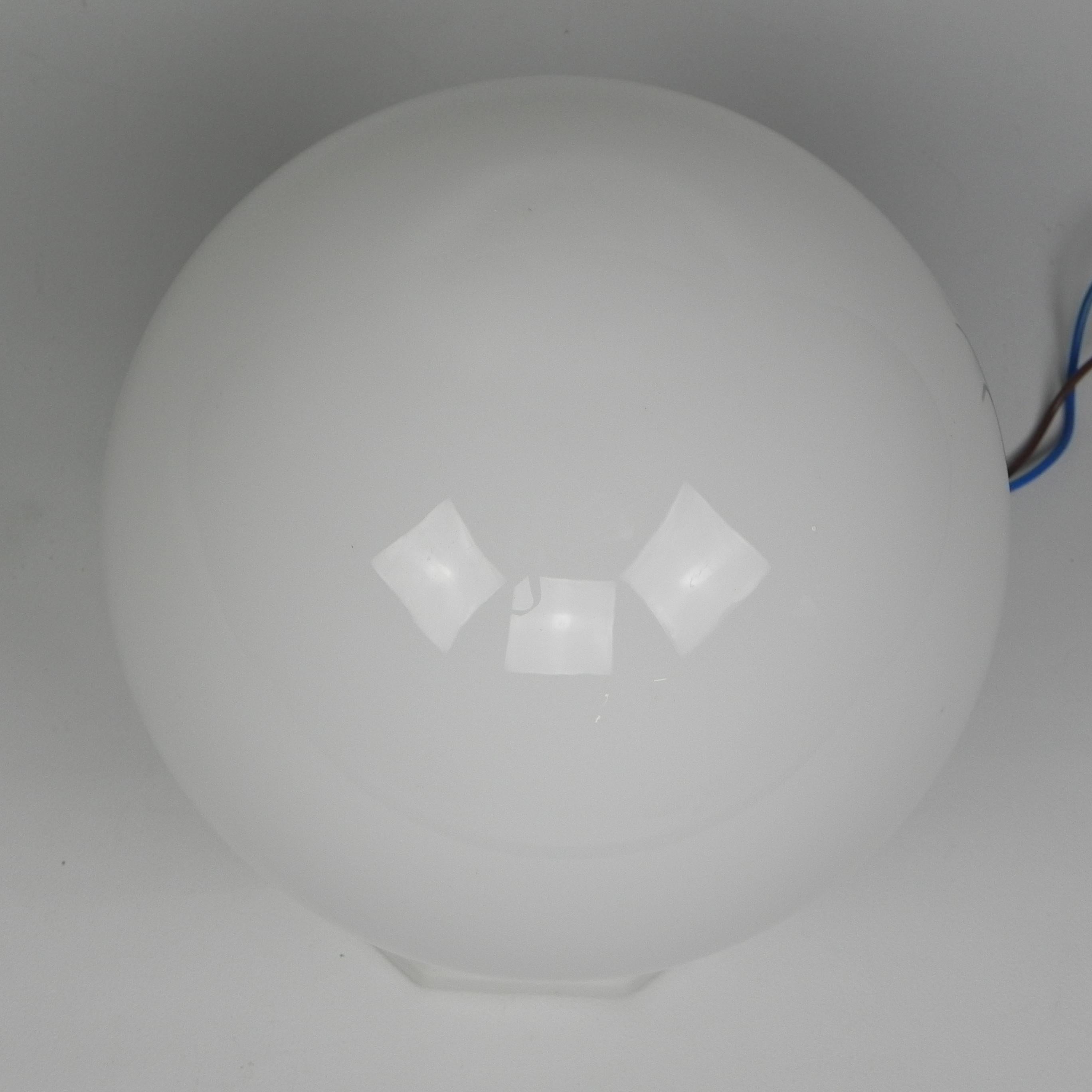 Art Deco ceiling lamp with round glass ball and porcelain fixture In Good Condition For Sale In EINDHOVEN, NL