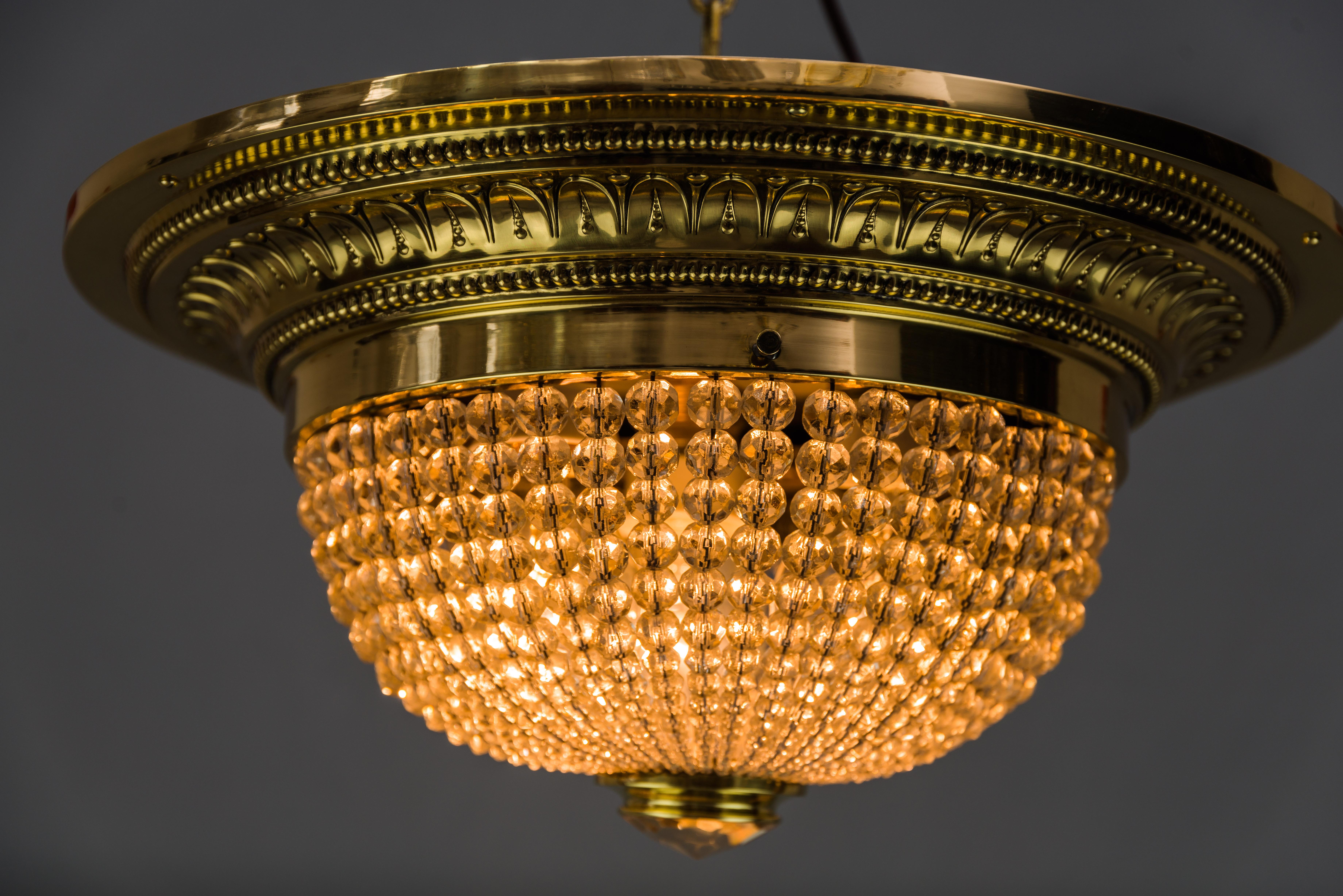 Art Deco Ceiling Lamp with Small Cut Glass Balls, circa 1920s For Sale 3