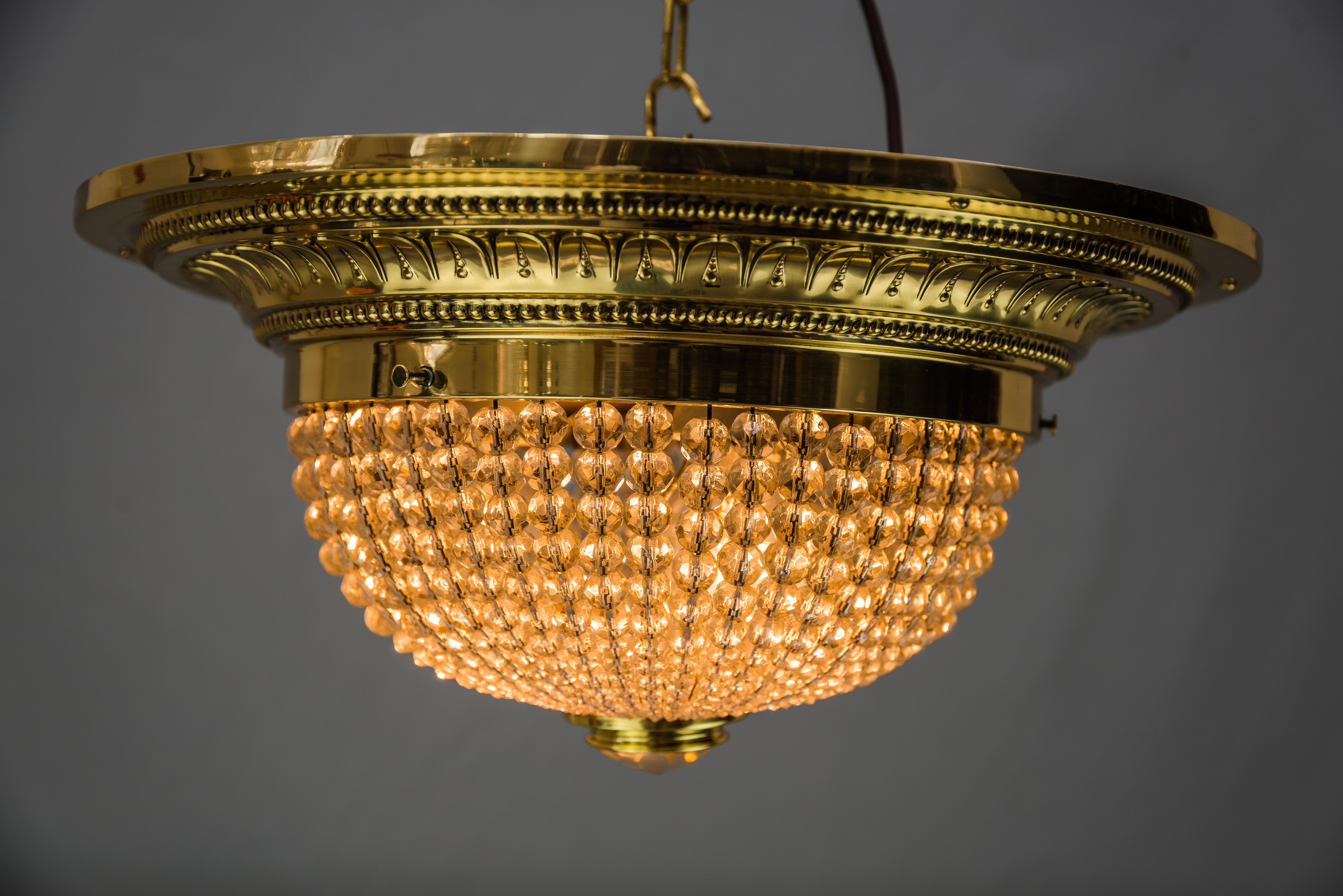 Art Deco Ceiling Lamp with Small Cut Glass Balls, circa 1920s For Sale 4