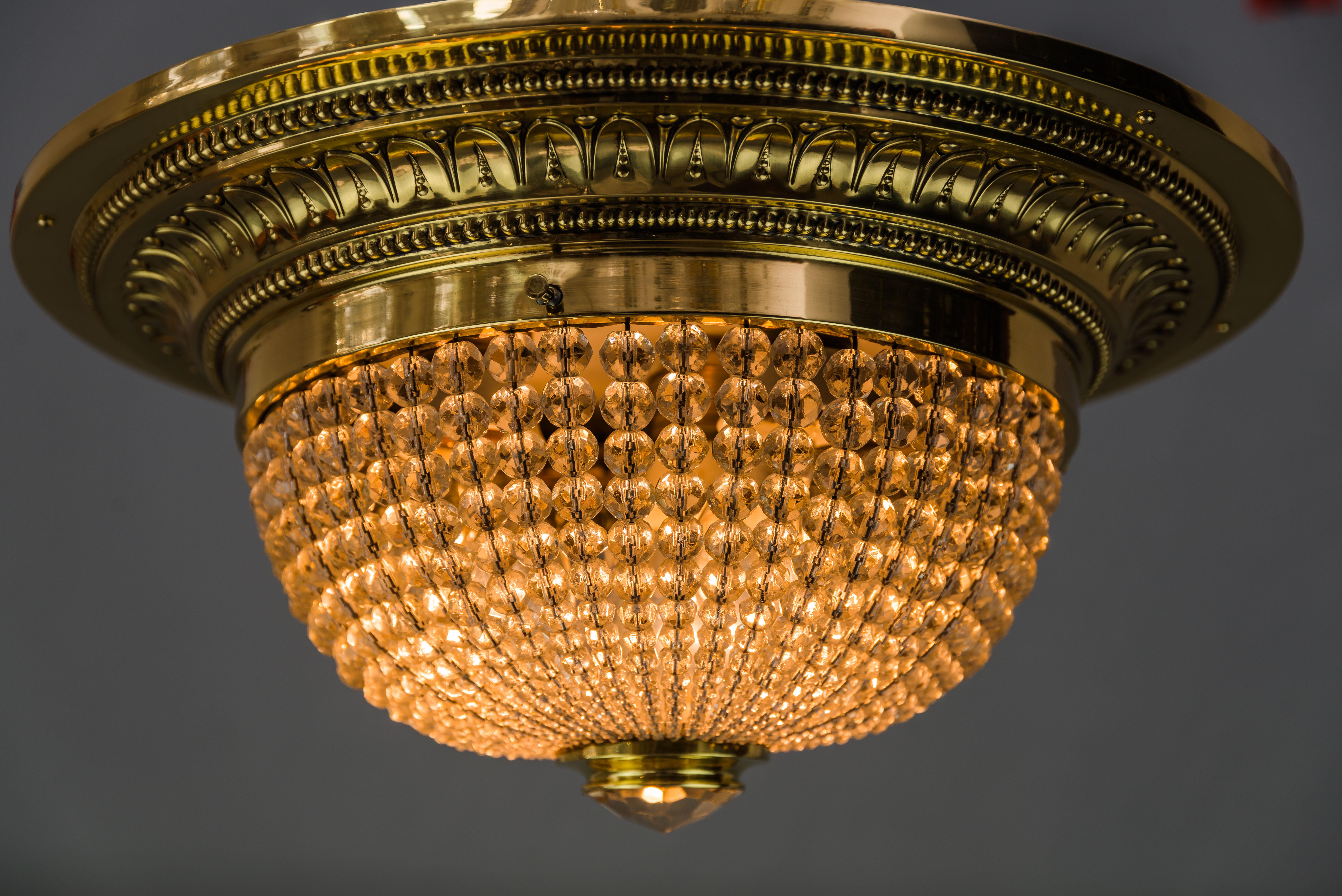 Art Deco Ceiling Lamp with Small Cut Glass Balls, circa 1920s For Sale 5