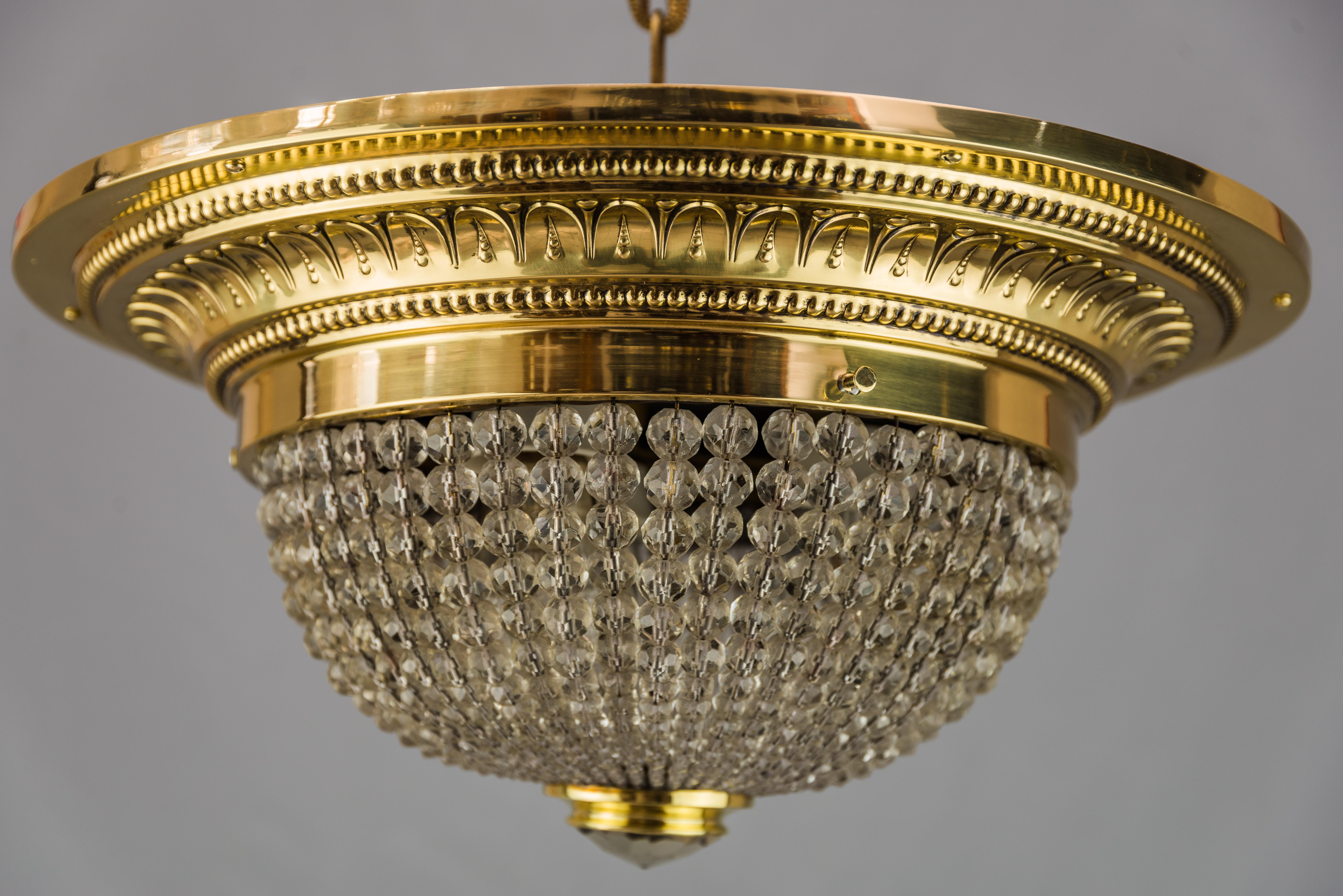 Art Deco Ceiling Lamp with Small Cut Glass Balls, circa 1920s In Excellent Condition For Sale In Wien, AT