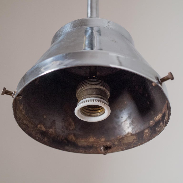 Art Deco Ceiling Light, 1920s, Chrome and Opaline Glass For Sale 1