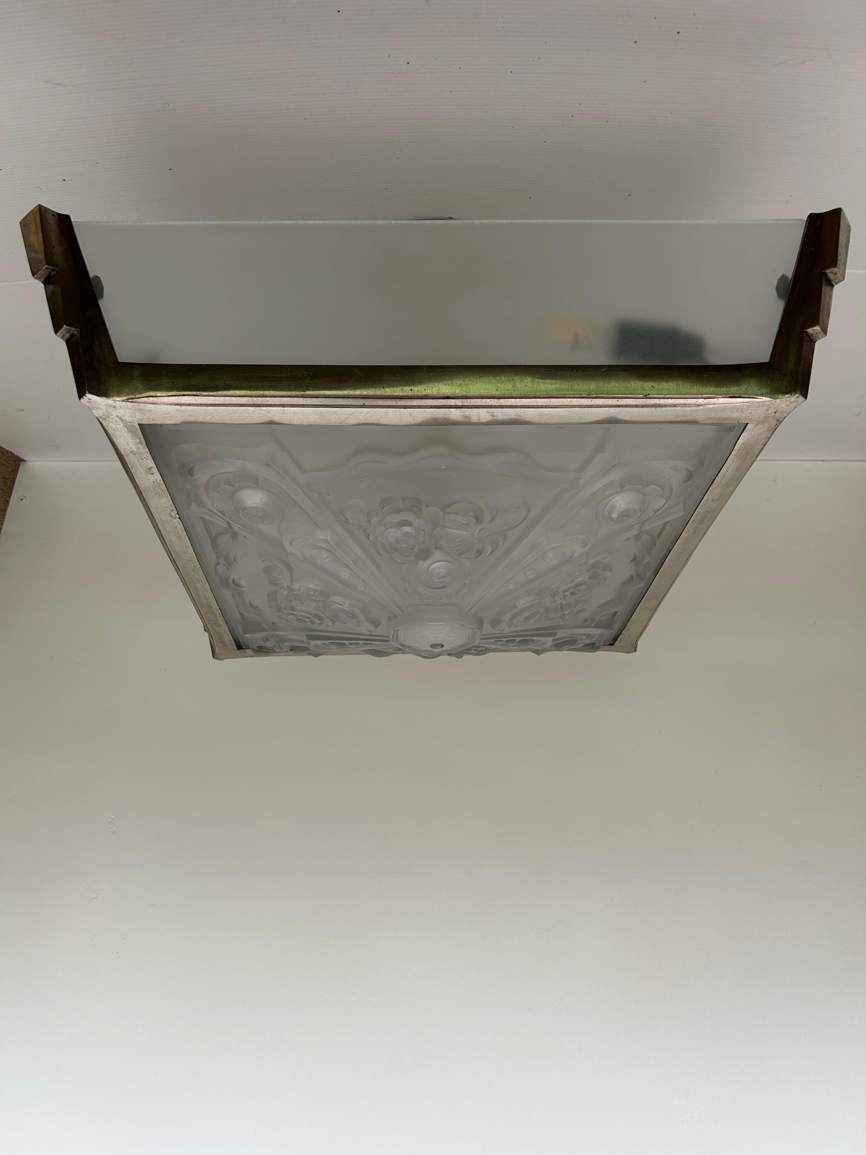 Art Deco Ceiling Light Attributed to Val Saint Lambert For Sale 4