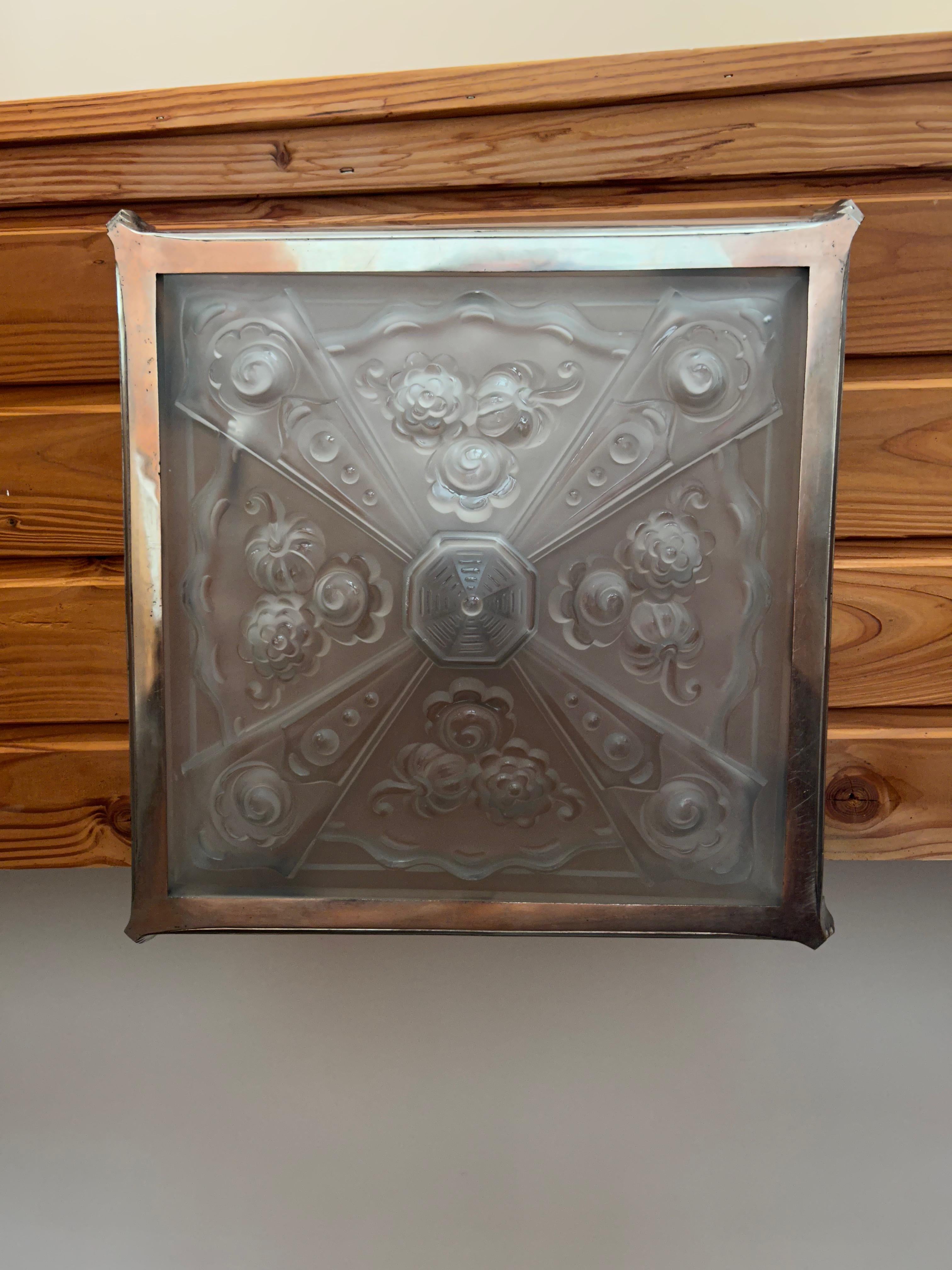 Art Deco Ceiling Light Attributed to Val Saint Lambert For Sale 8
