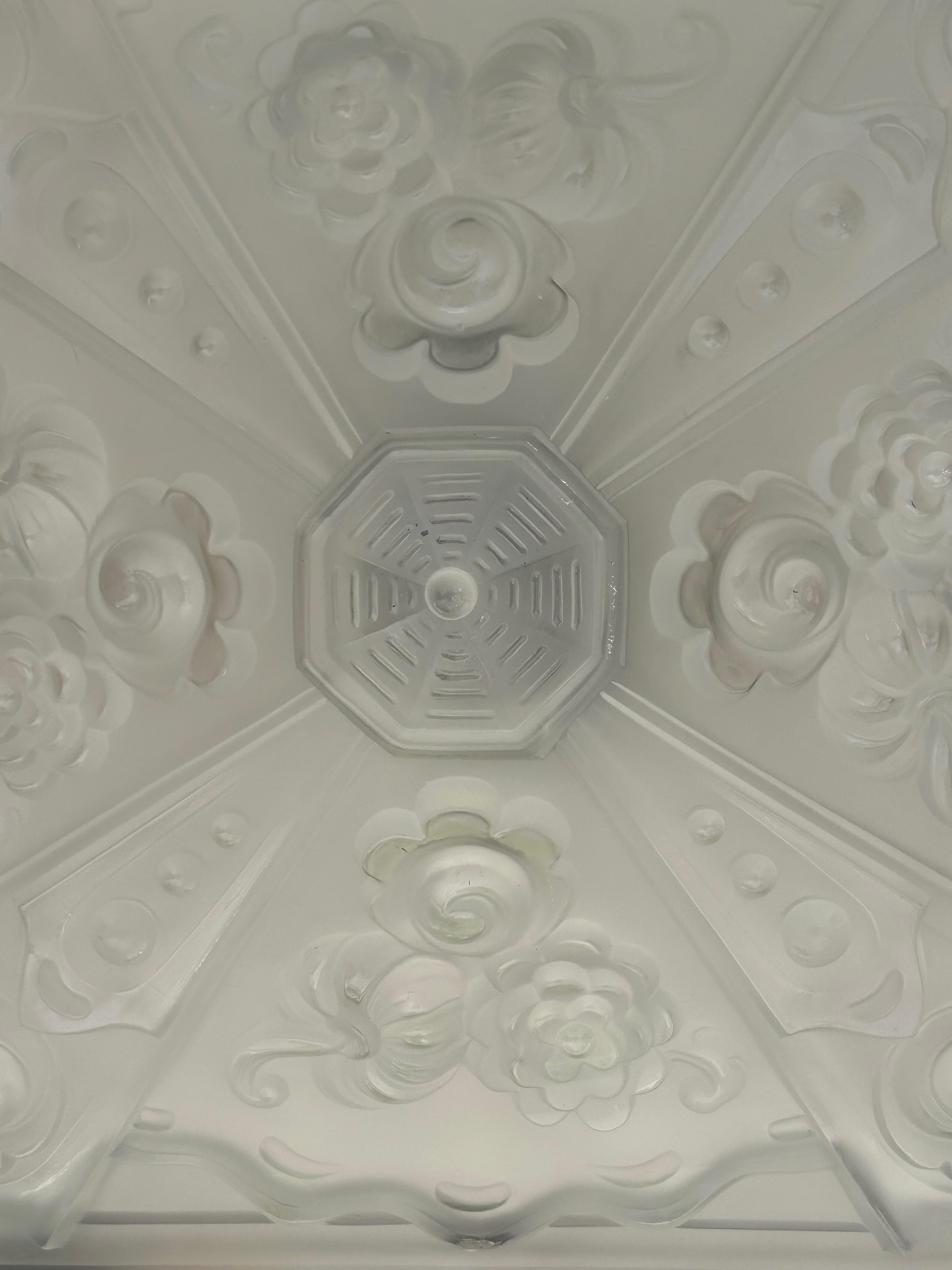 Bronze Art Deco Ceiling Light Attributed to Val Saint Lambert For Sale