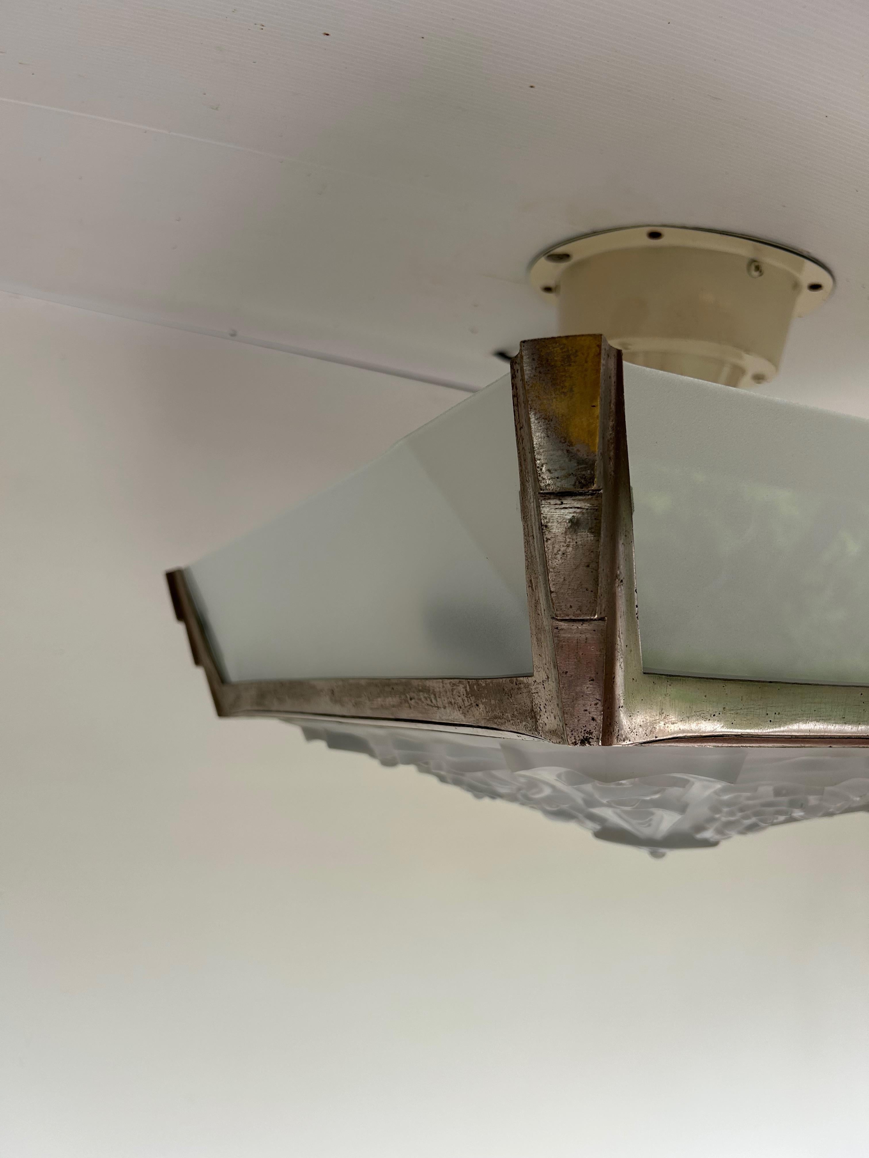 Art Deco Ceiling Light Attributed to Val Saint Lambert For Sale 2
