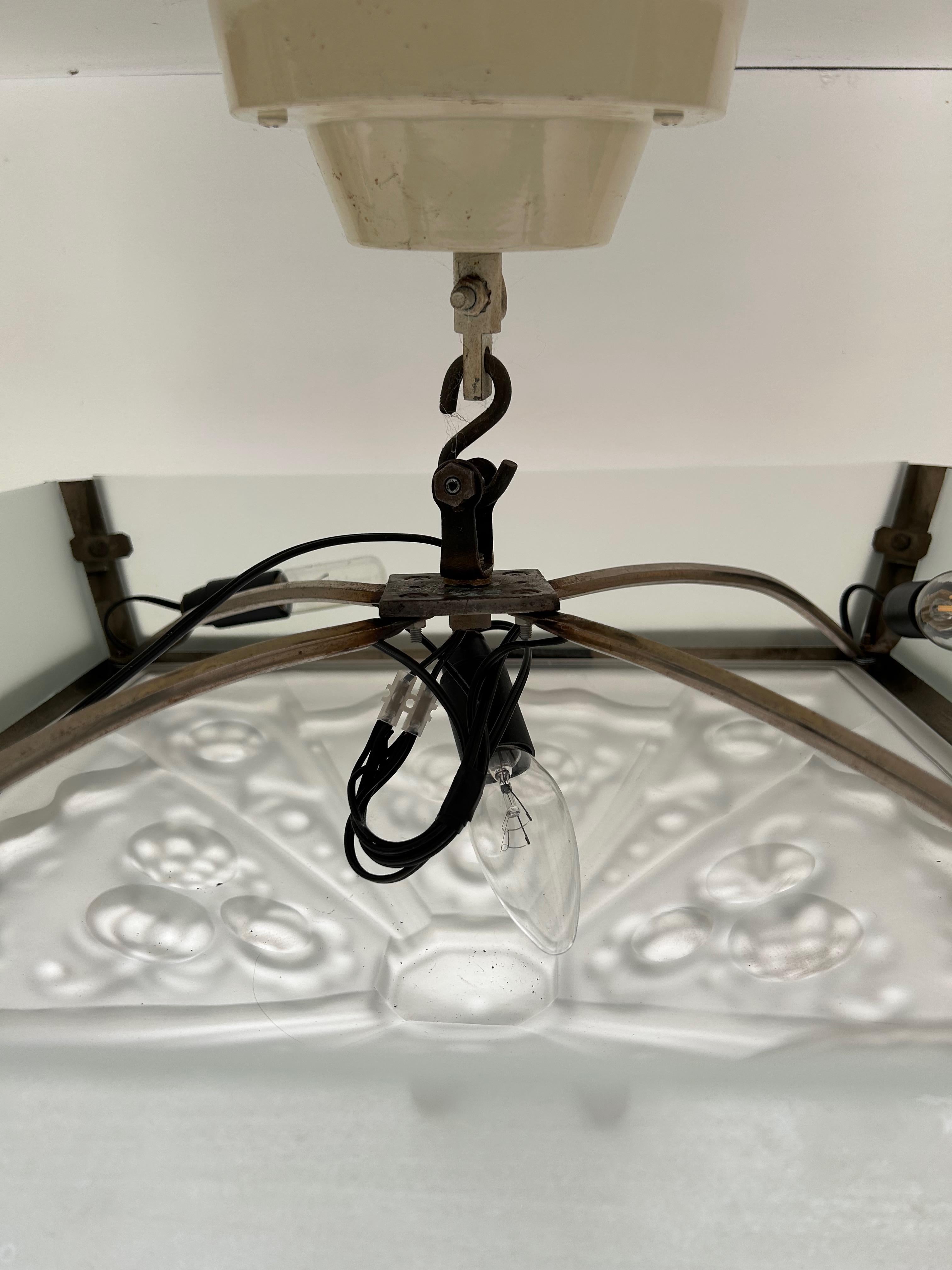 Art Deco Ceiling Light Attributed to Val Saint Lambert For Sale 3