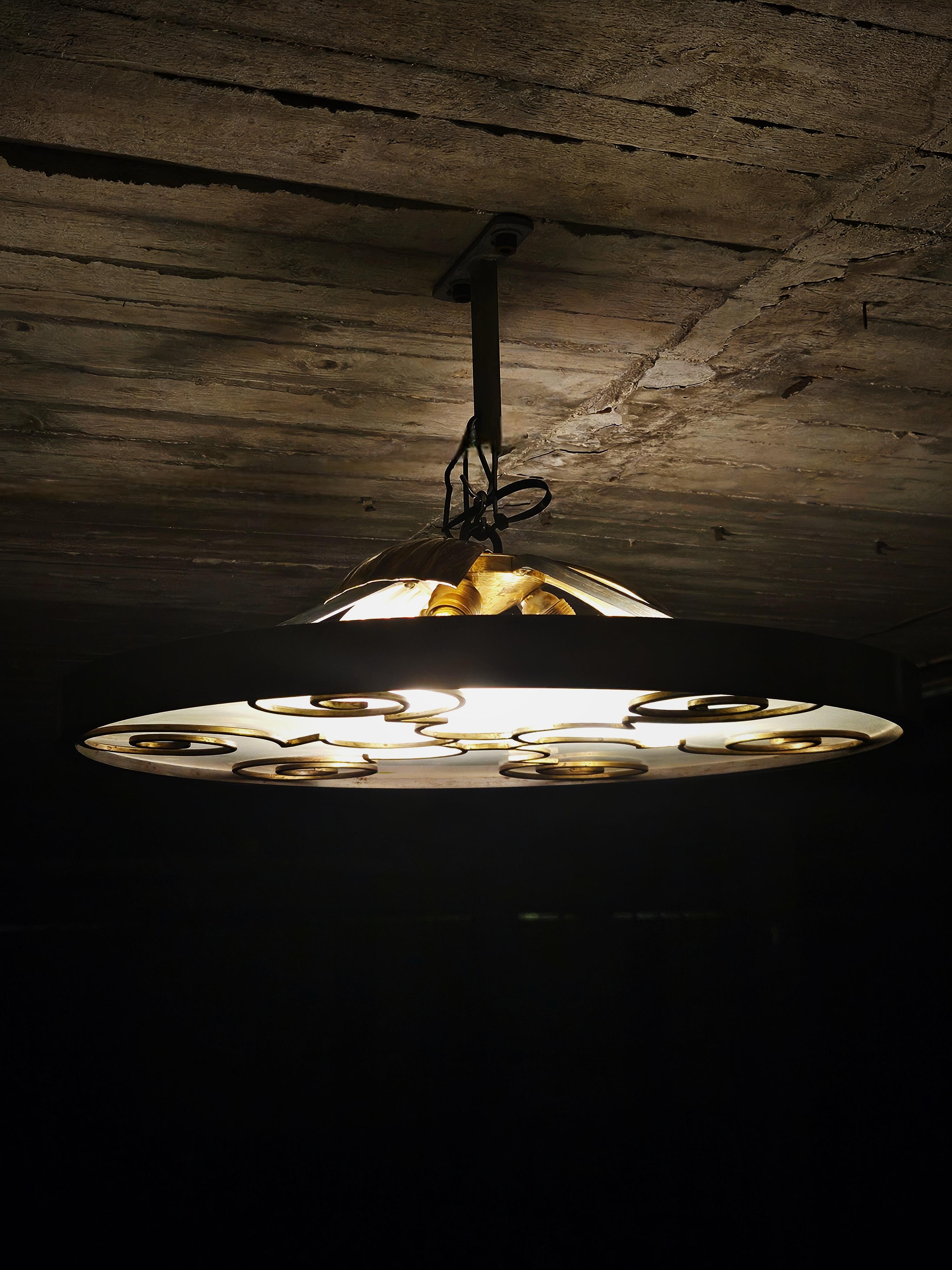 Plafoniera Art déco di Lars Holmström per Arvika Konsthantverk, Svezia, 1930 In condizioni buone in vendita a Eskilstuna, SE