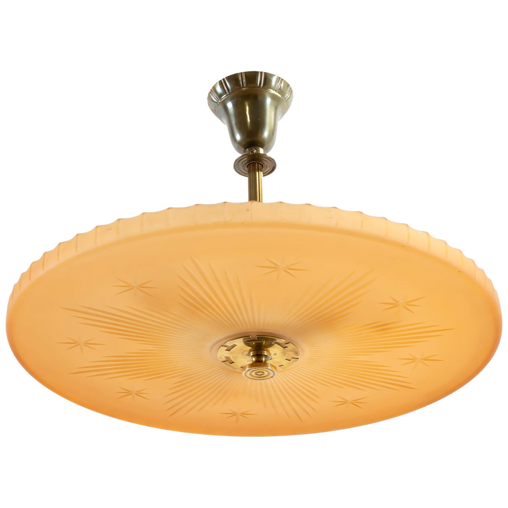 Art Deco Ceiling Light by Orrefors, 1930s