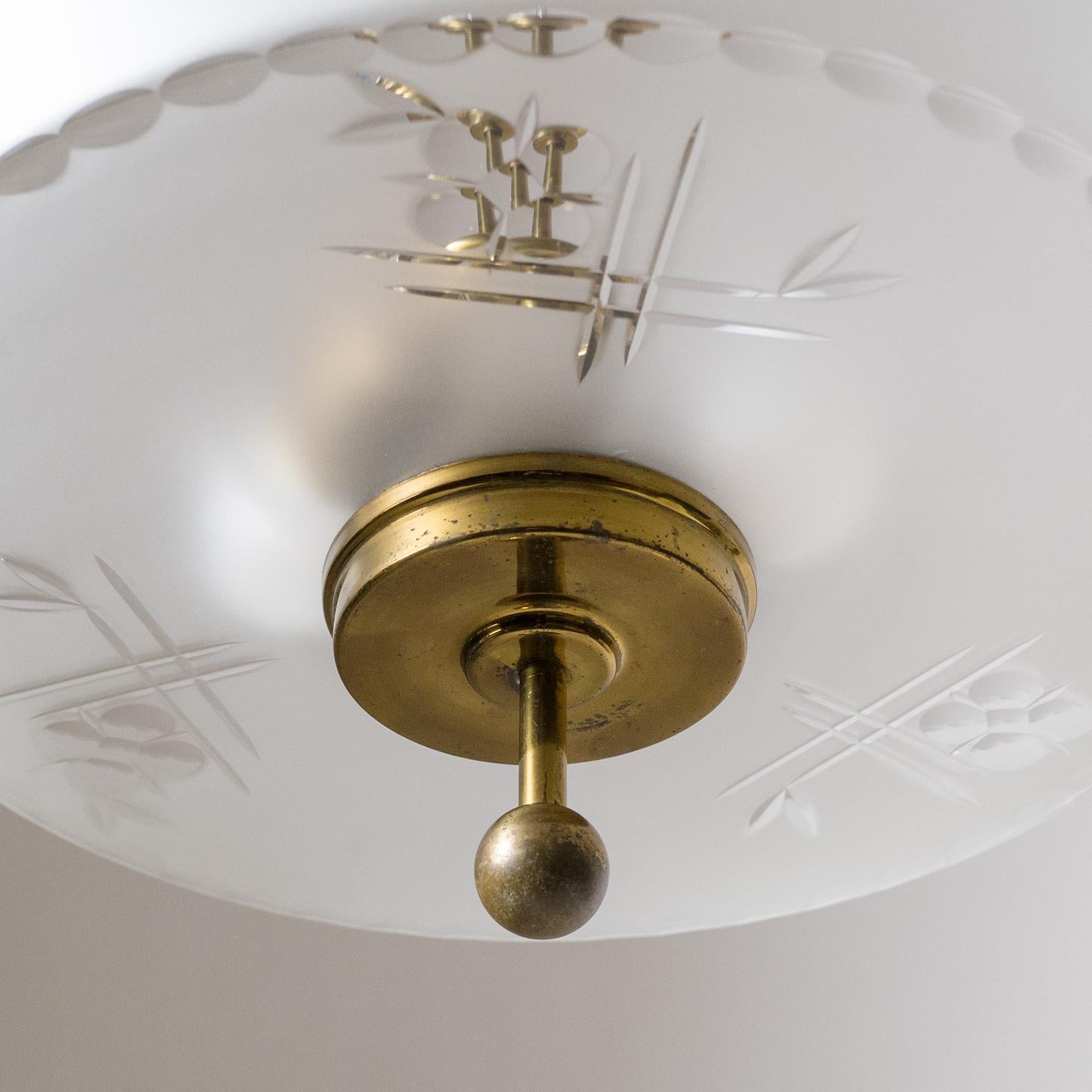 Art Deco Ceiling Light, circa 1930, Cut Glass and Brass In Good Condition In Vienna, AT