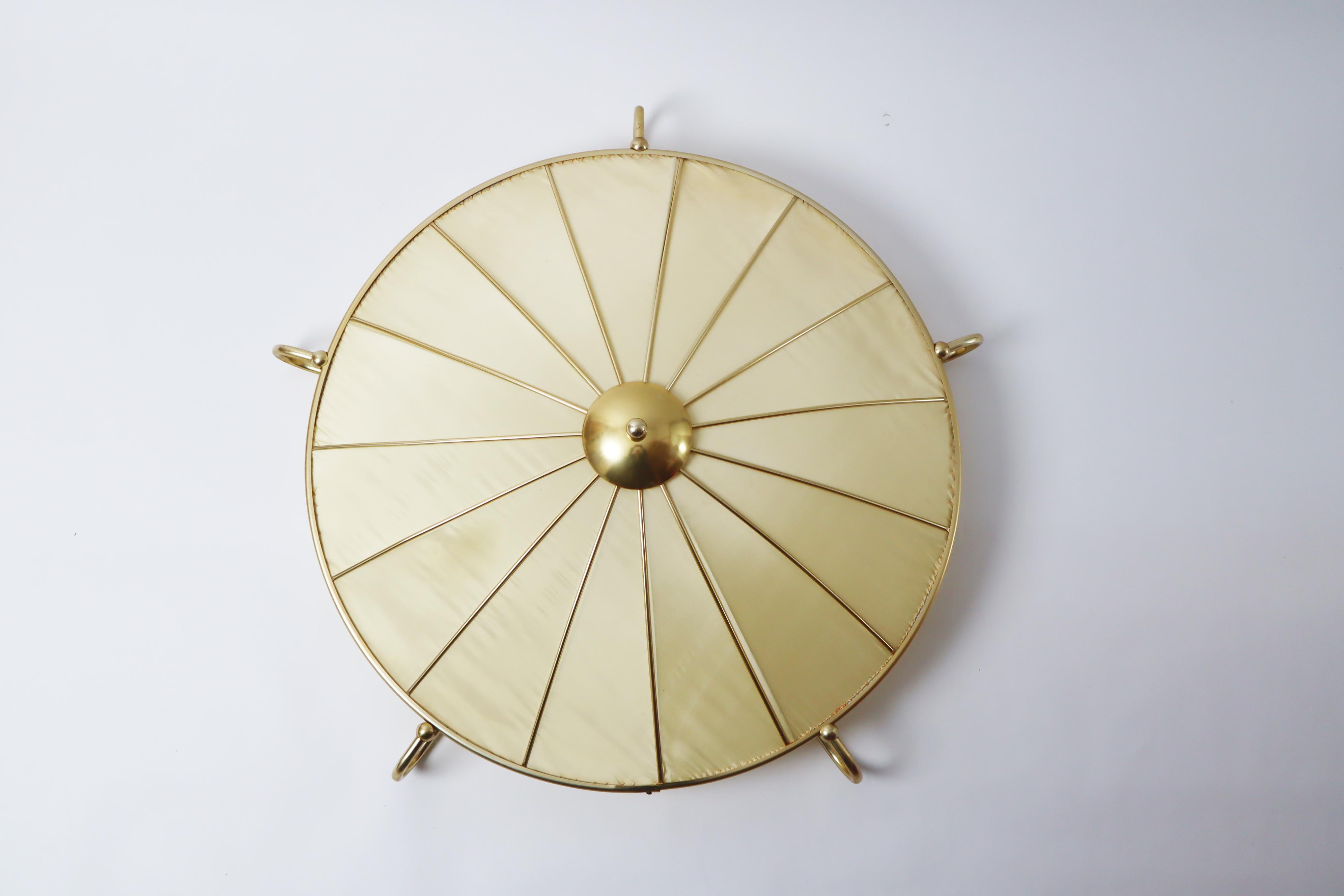 Art Deco Ceiling light Made of Artificial Silk and Gold Anodized Aluminum, 1950s 7