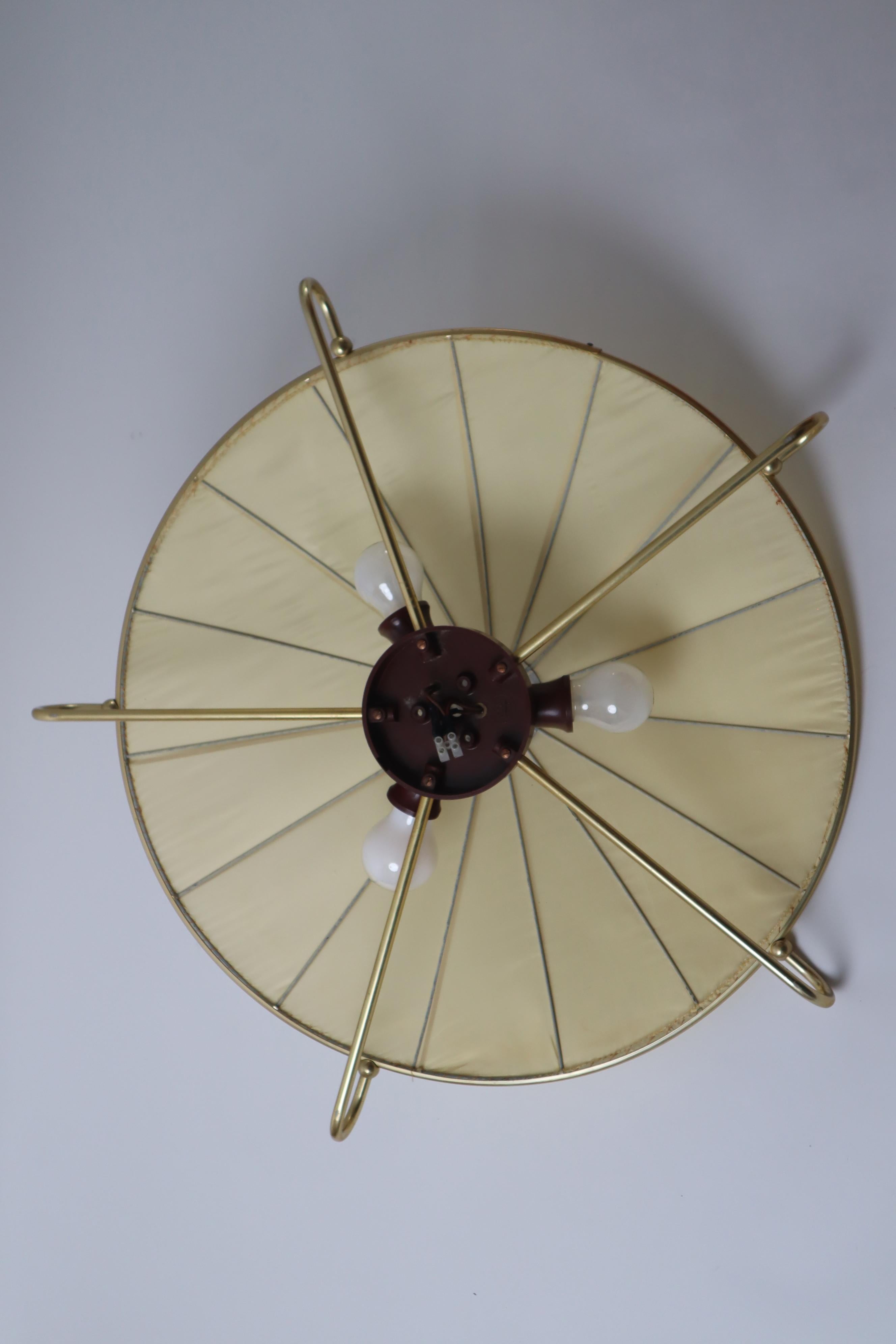 Art Deco Ceiling light Made of Artificial Silk and Gold Anodized Aluminum, 1950s 8