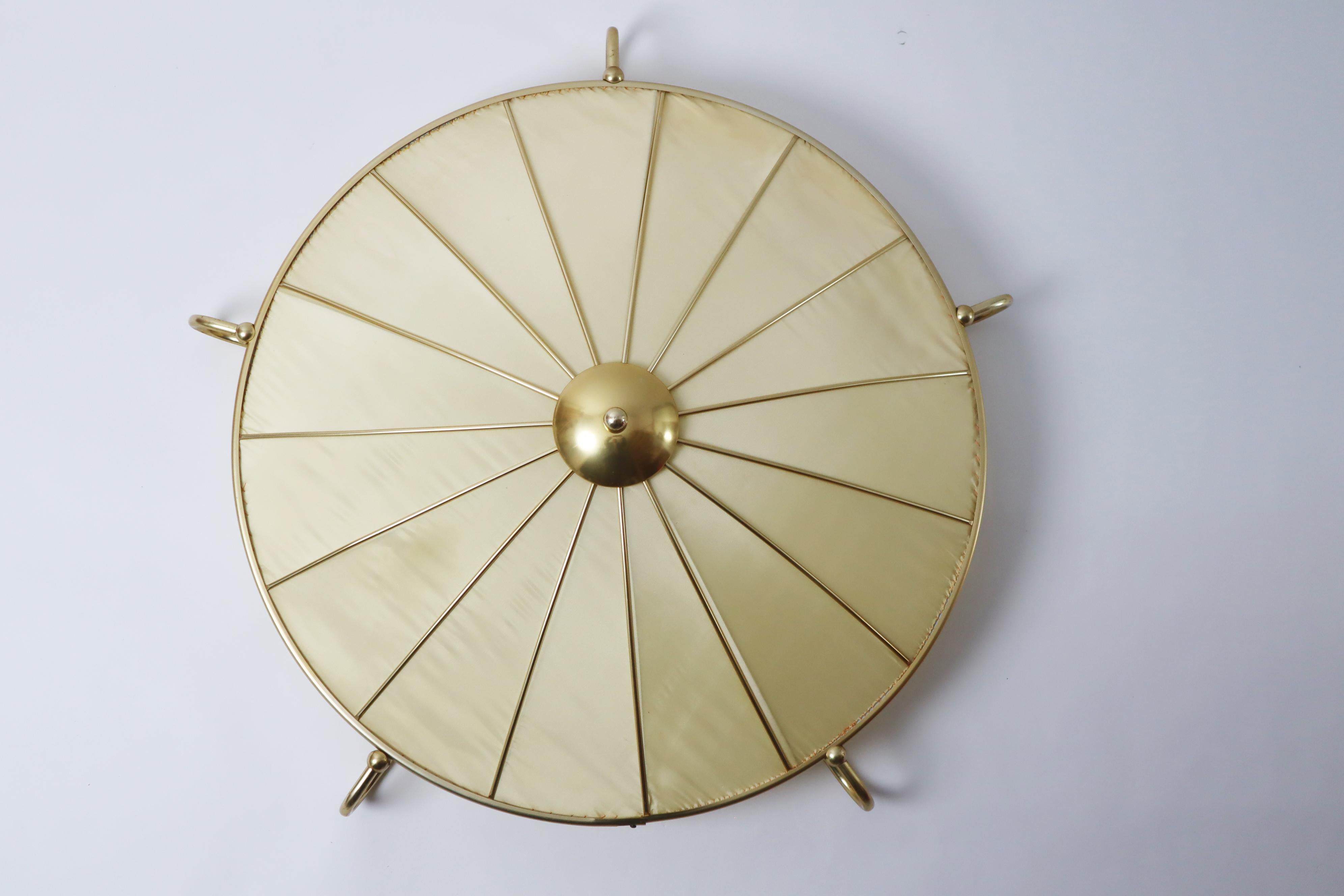 Art Deco Ceiling light Made of Artificial Silk and Gold Anodized Aluminum, 1950s 3