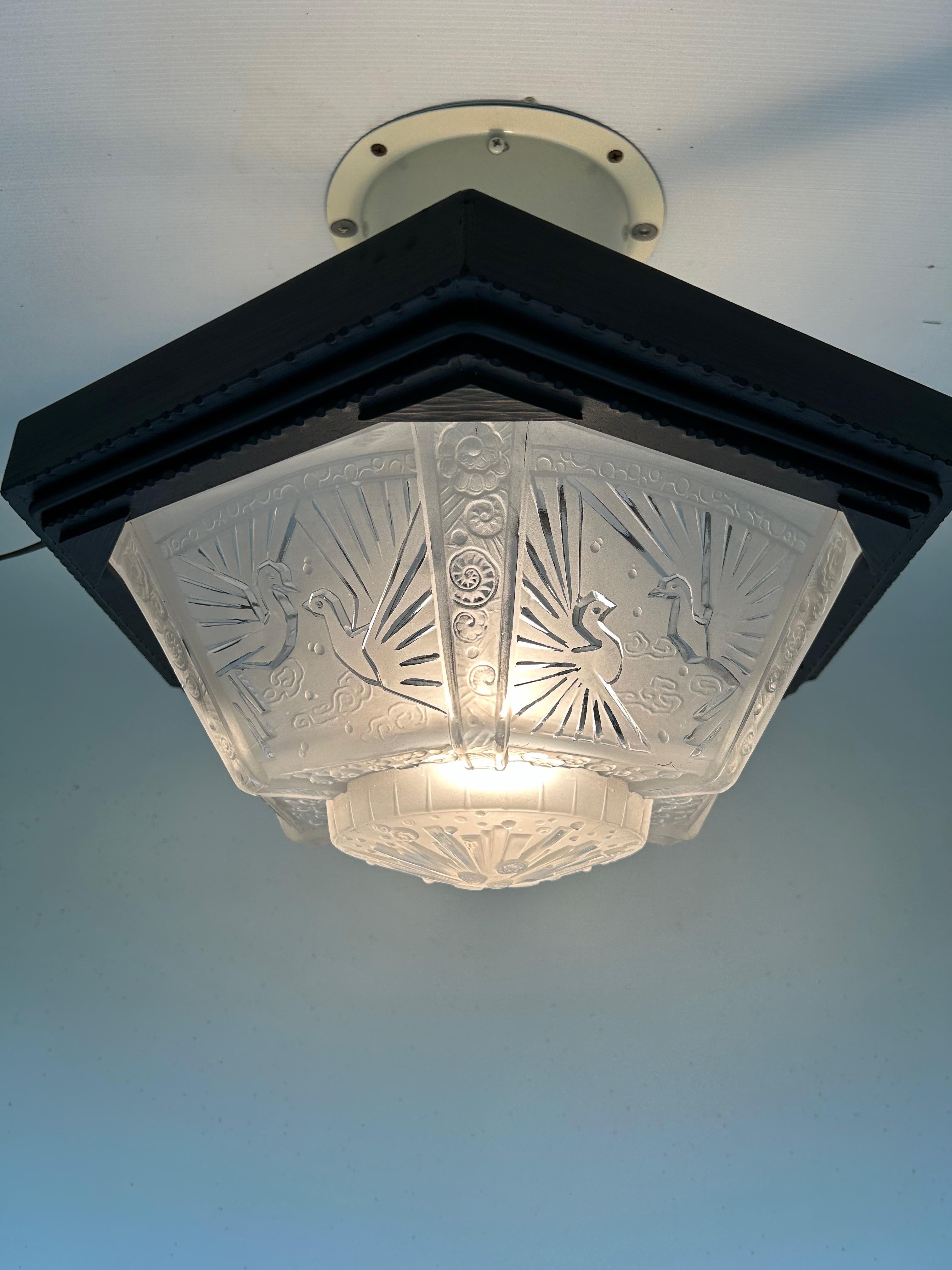 Art Deco ceiling light Muller Frères For Sale 3