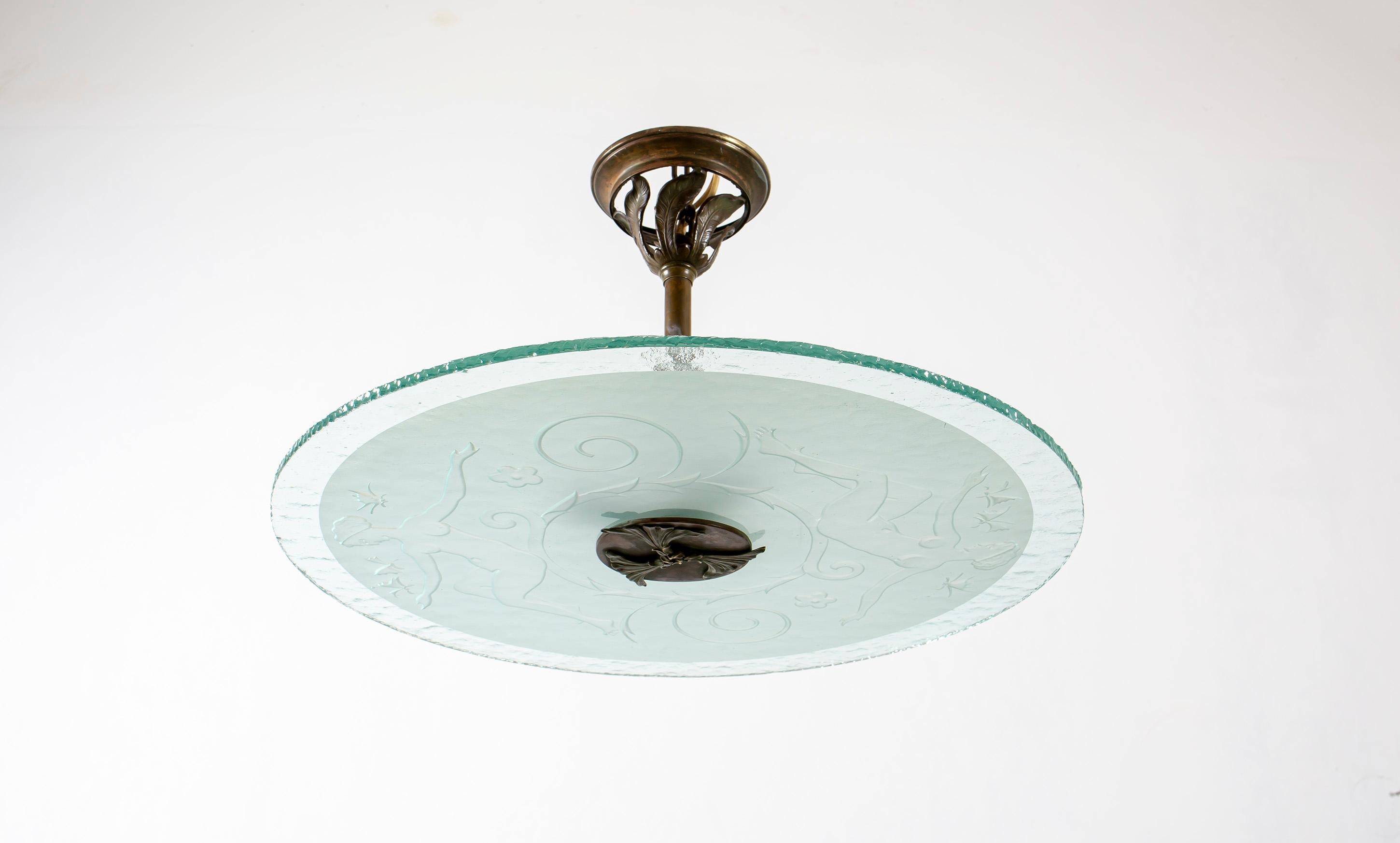 Mid-20th Century Art Deco Ceiling Light, Norway, 1930s For Sale