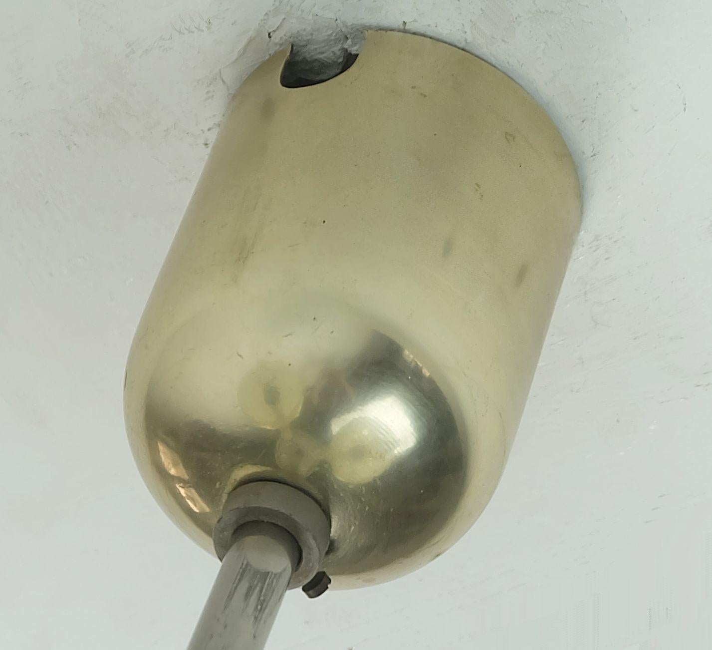 art deco CEILING LIGHT with 3 glass shades 1930s 40s glass and metal 30s In Good Condition For Sale In Mannheim, DE