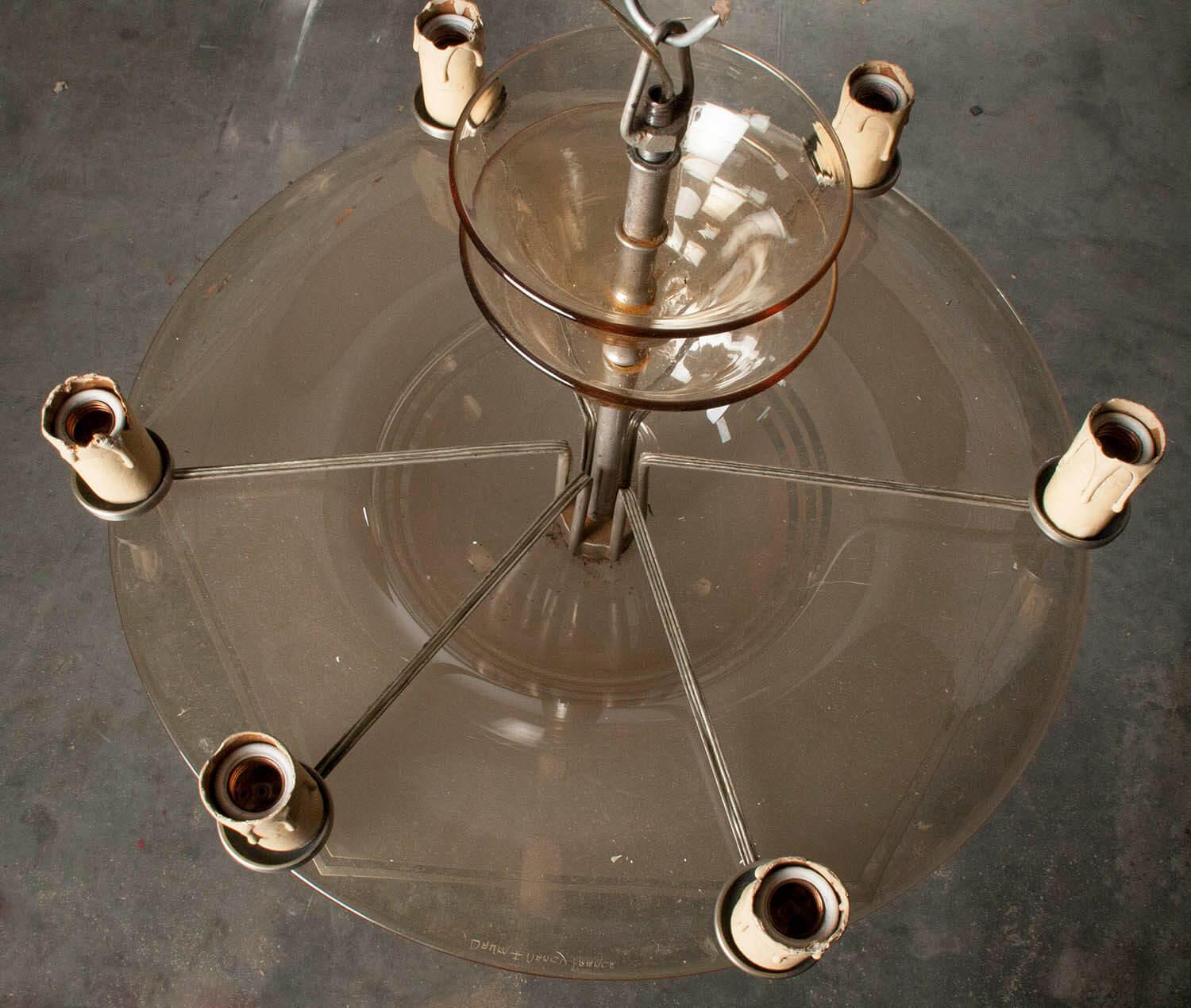 Art Deco Ceiling Pendant Lamp Signed DAUM, France For Sale 6