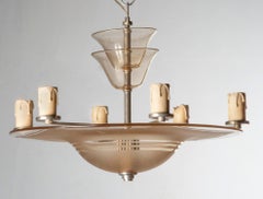 Art Deco Ceiling Pendant Lamp Signed DAUM, France