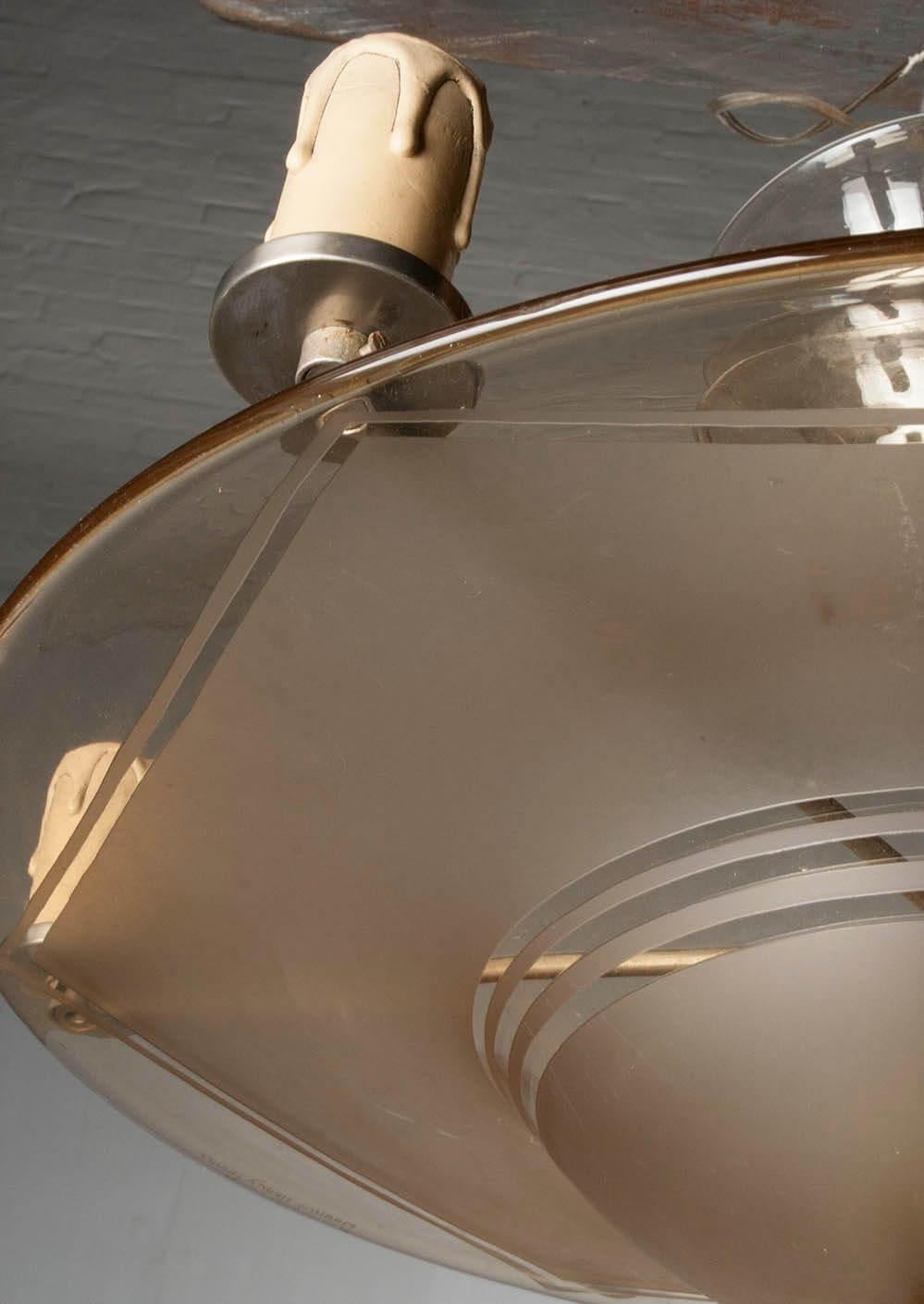 Art Deco Ceiling Pendant Lamp Signed DAUM, France For Sale 1