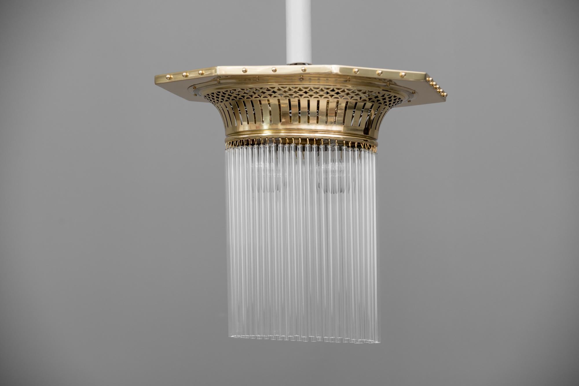Art Deco ceiling lamp, circa 1920s
Polished and stove enameled
Glass sticks are replaced (new).