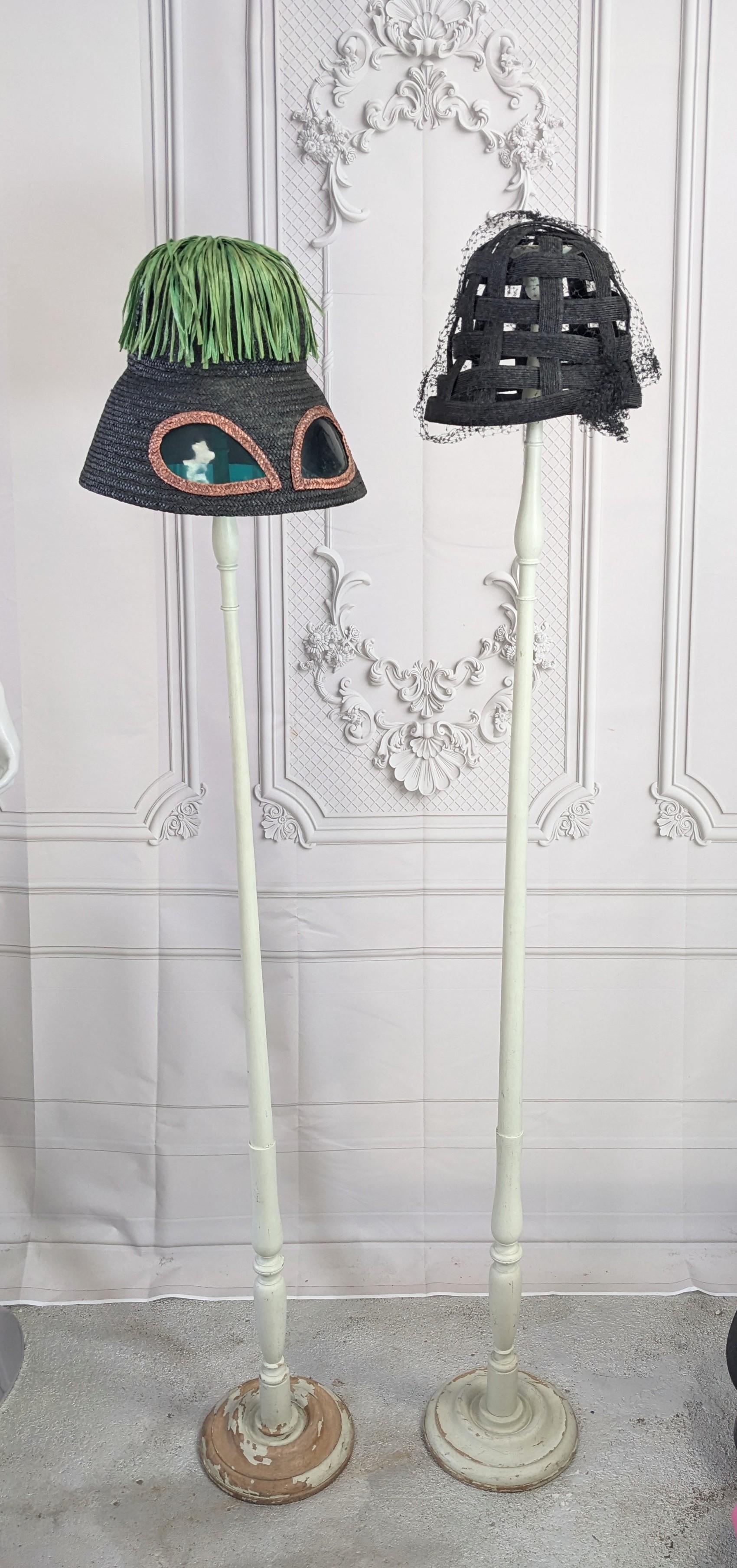 Wood Art Deco Celadon Painted Hat Displays  For Sale