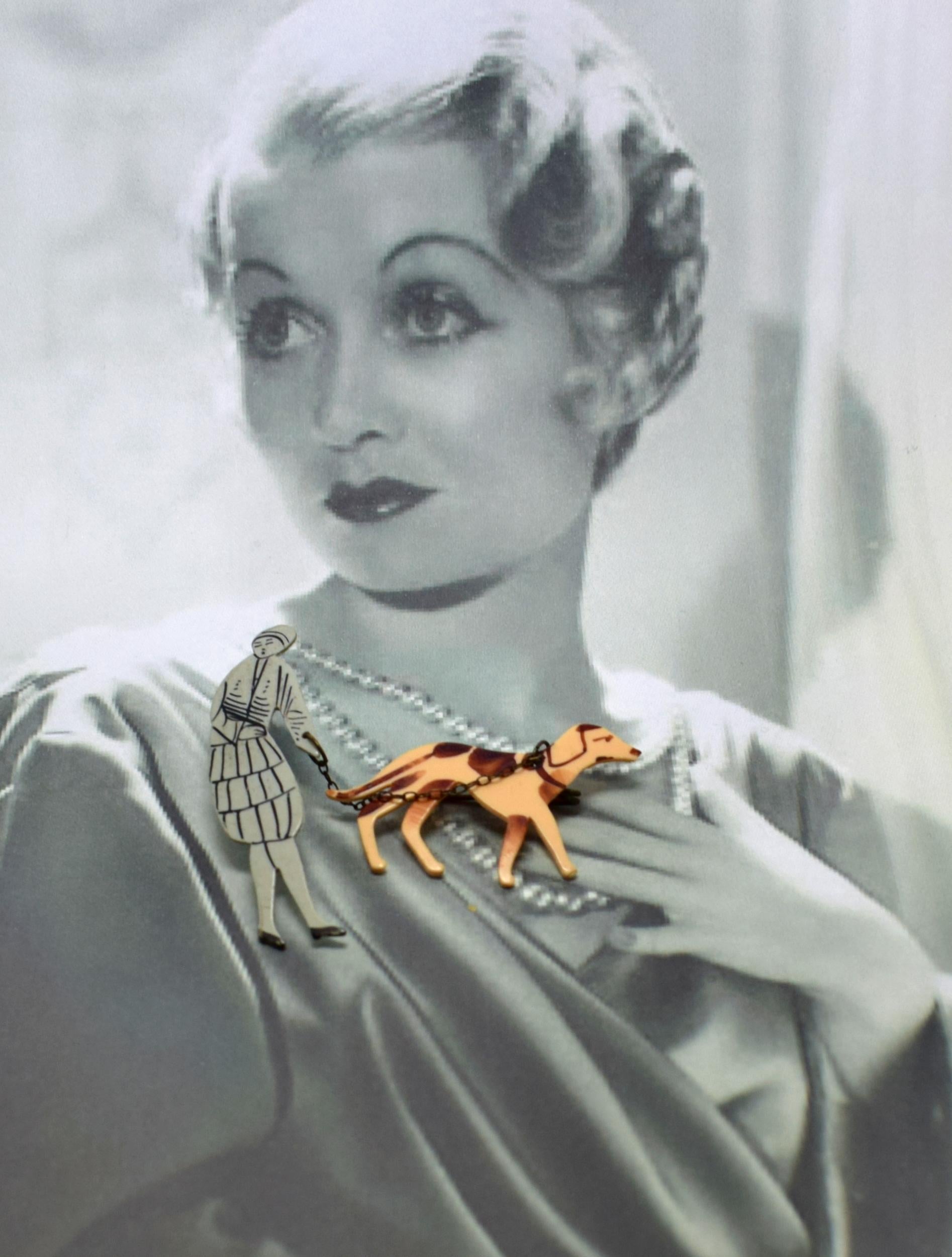 Women's Art Deco Celluloid 1930s Novelty Brooch For Sale