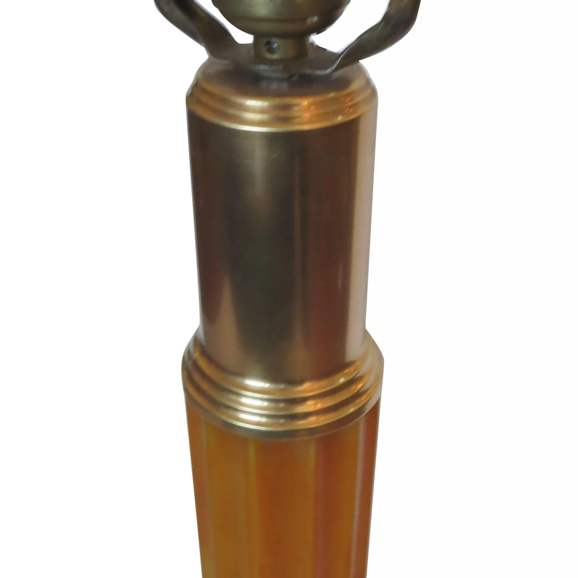 American Art Deco Celluloid and Brass Table Lamp For Sale